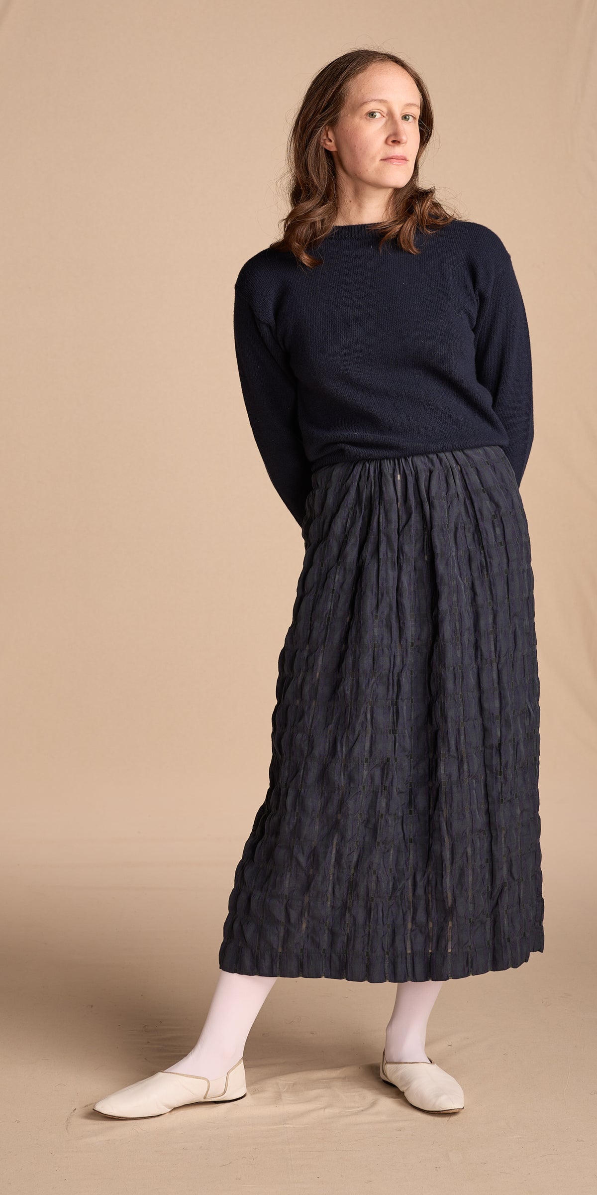 Giorgio Armani 1970s Navy Cotton Skirt