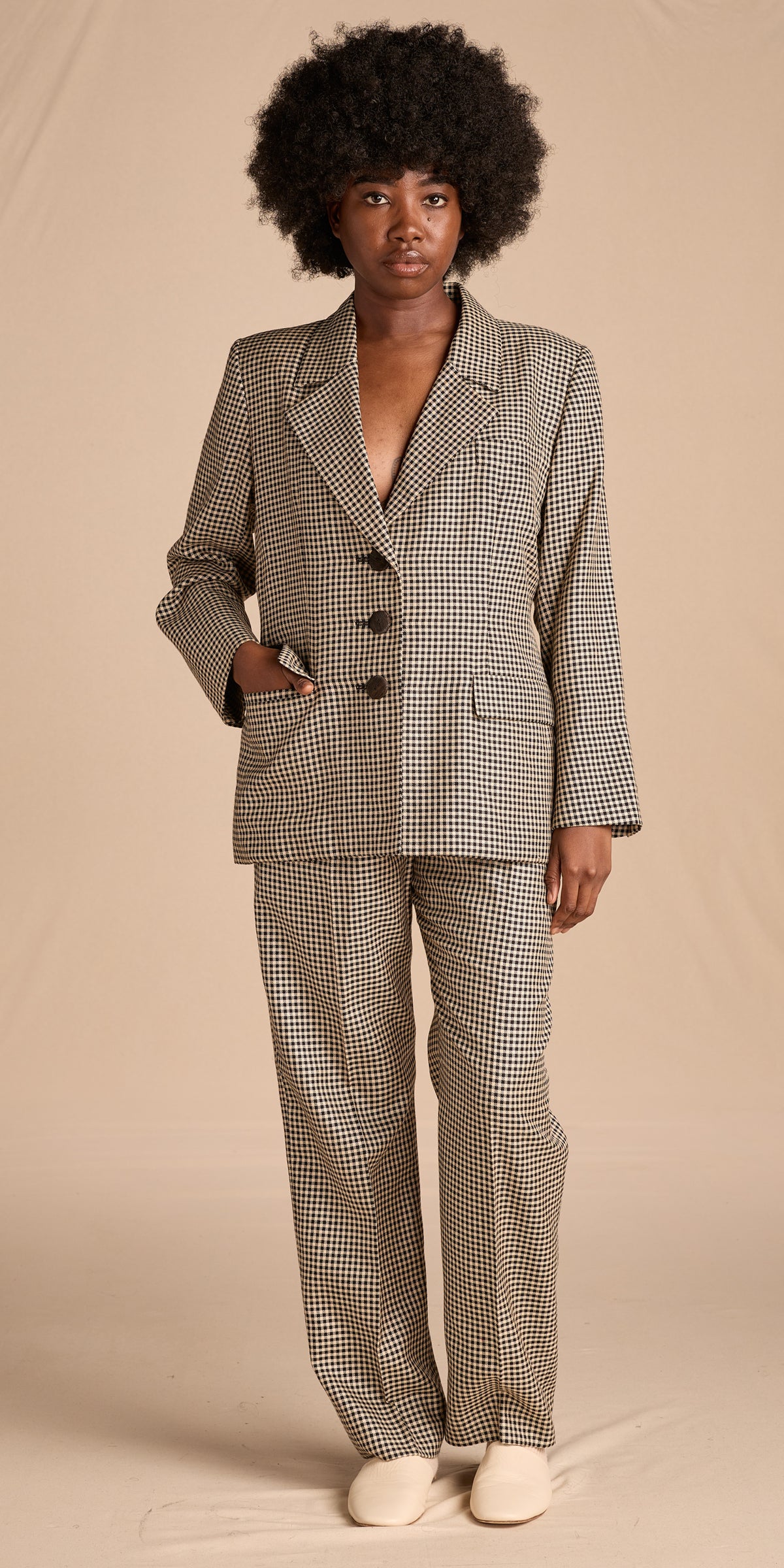 Yves Saint Laurent 1996 Wool-Silk Houndstooth Suit