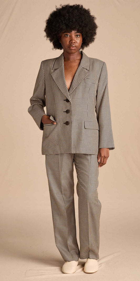 Yves Saint Laurent 1996 Wool-Silk Houndstooth Suit