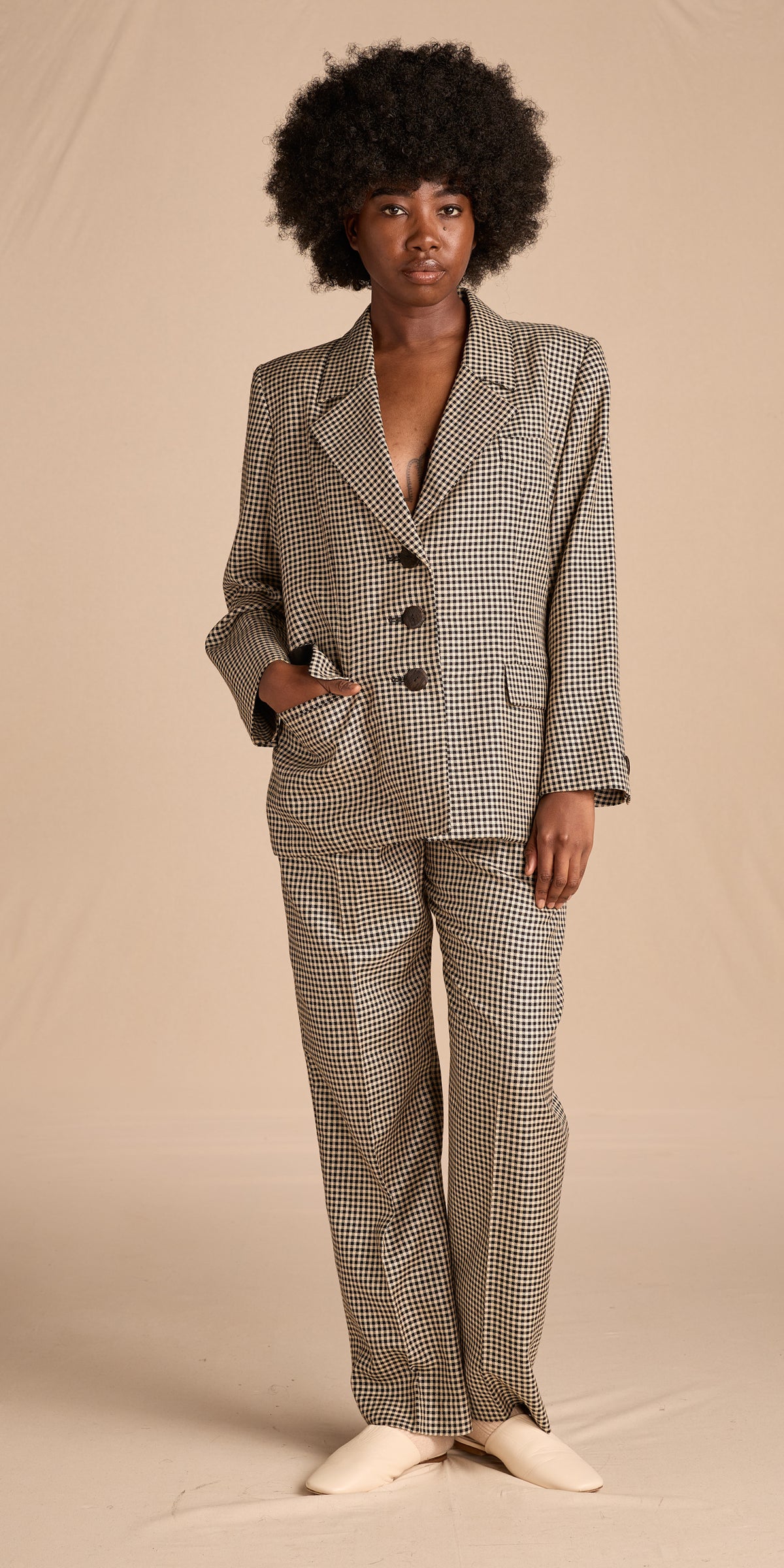 Yves Saint Laurent 1996 Wool-Silk Houndstooth Suit