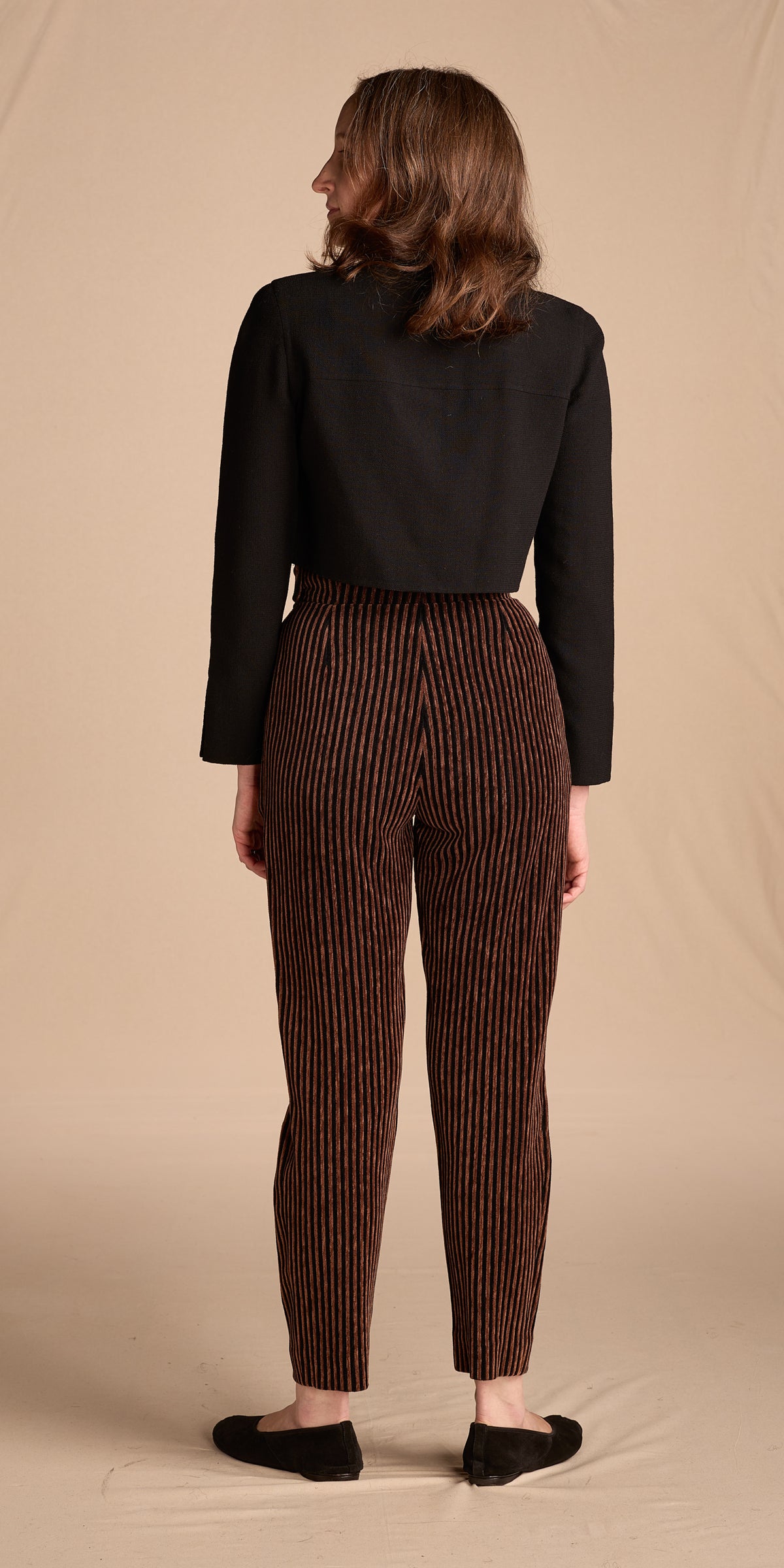 Yves Saint Laurent Fall/Winter 1993 Black and Brown Velvet Striped Balloon Pants