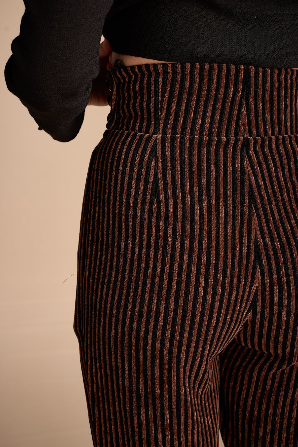 Yves Saint Laurent Fall/Winter 1993 Black and Brown Velvet Striped Balloon Pants