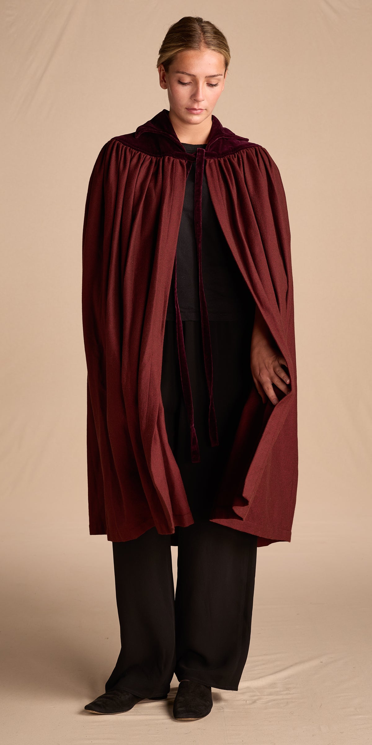 Yves Saint Laurent Fall/Winter 1981 Burgundy Wool Cape