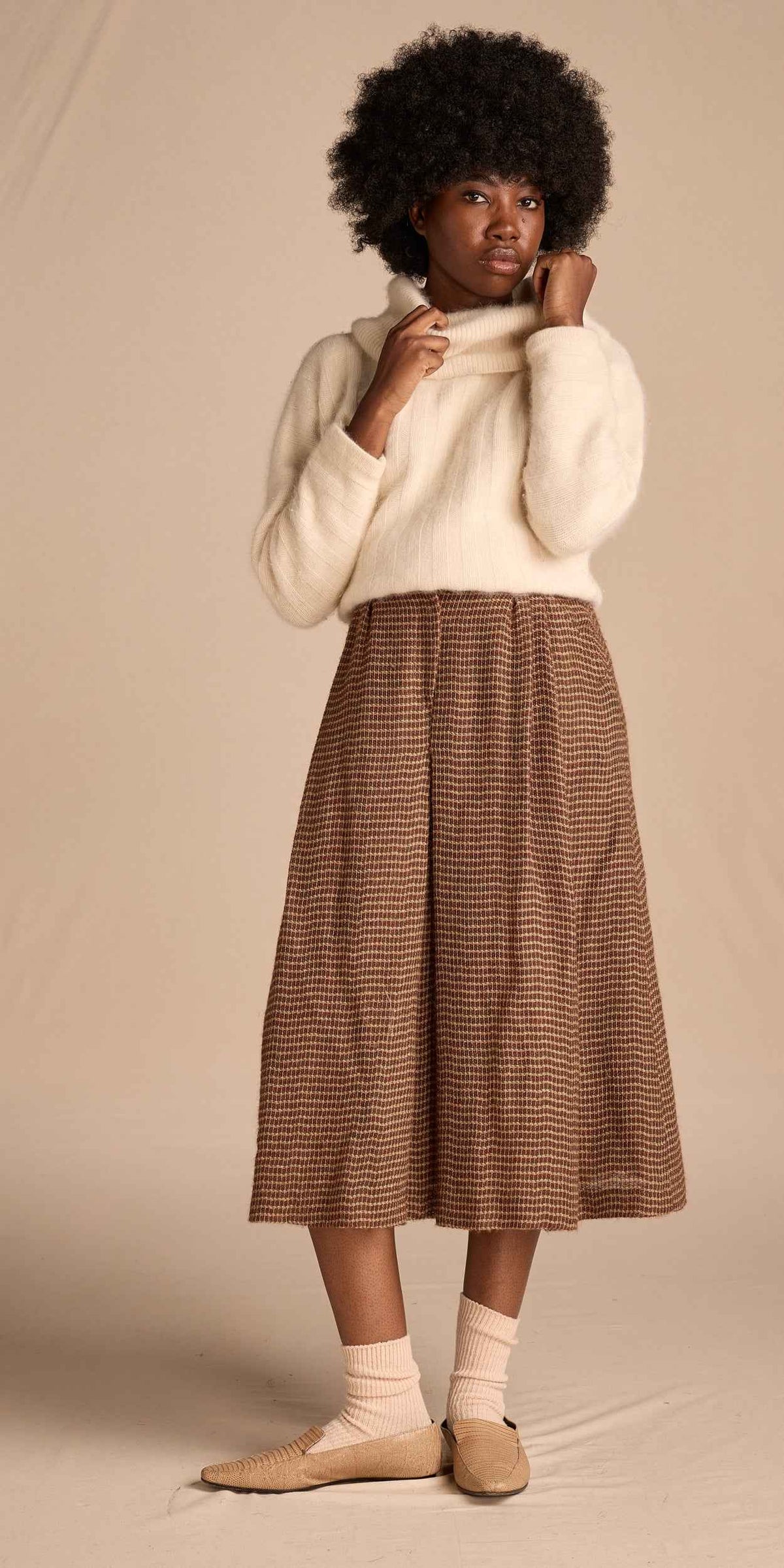 Geoffrey Beene 1980s Cream Wool-Rabbit Turtleneck Sweater