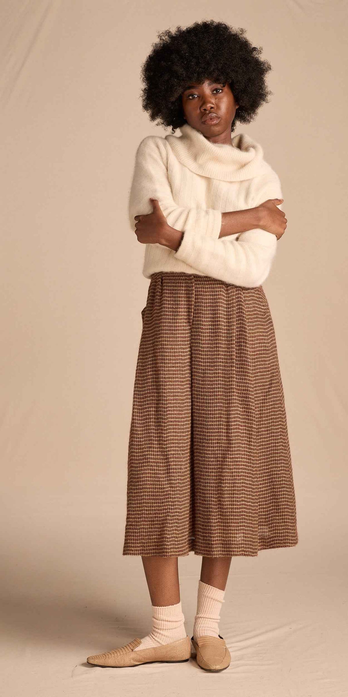 Geoffrey Beene 1980s Cream Wool-Rabbit Turtleneck Sweater