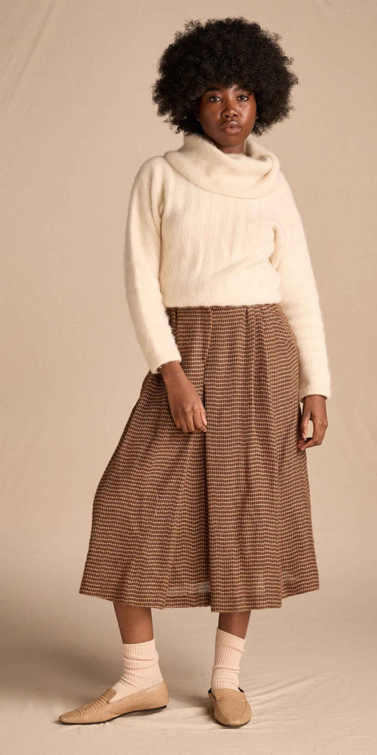 Giorgio Armani c. 1979 Brown Wool Blend Tweed Skirt