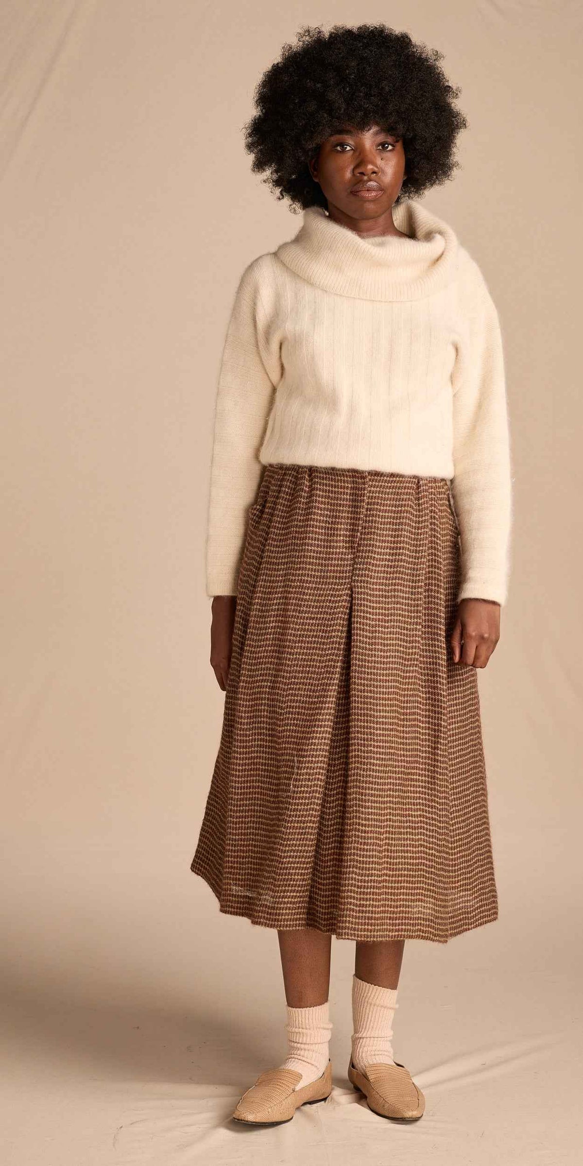 Giorgio Armani c. 1979 Brown Wool Blend Tweed Skirt