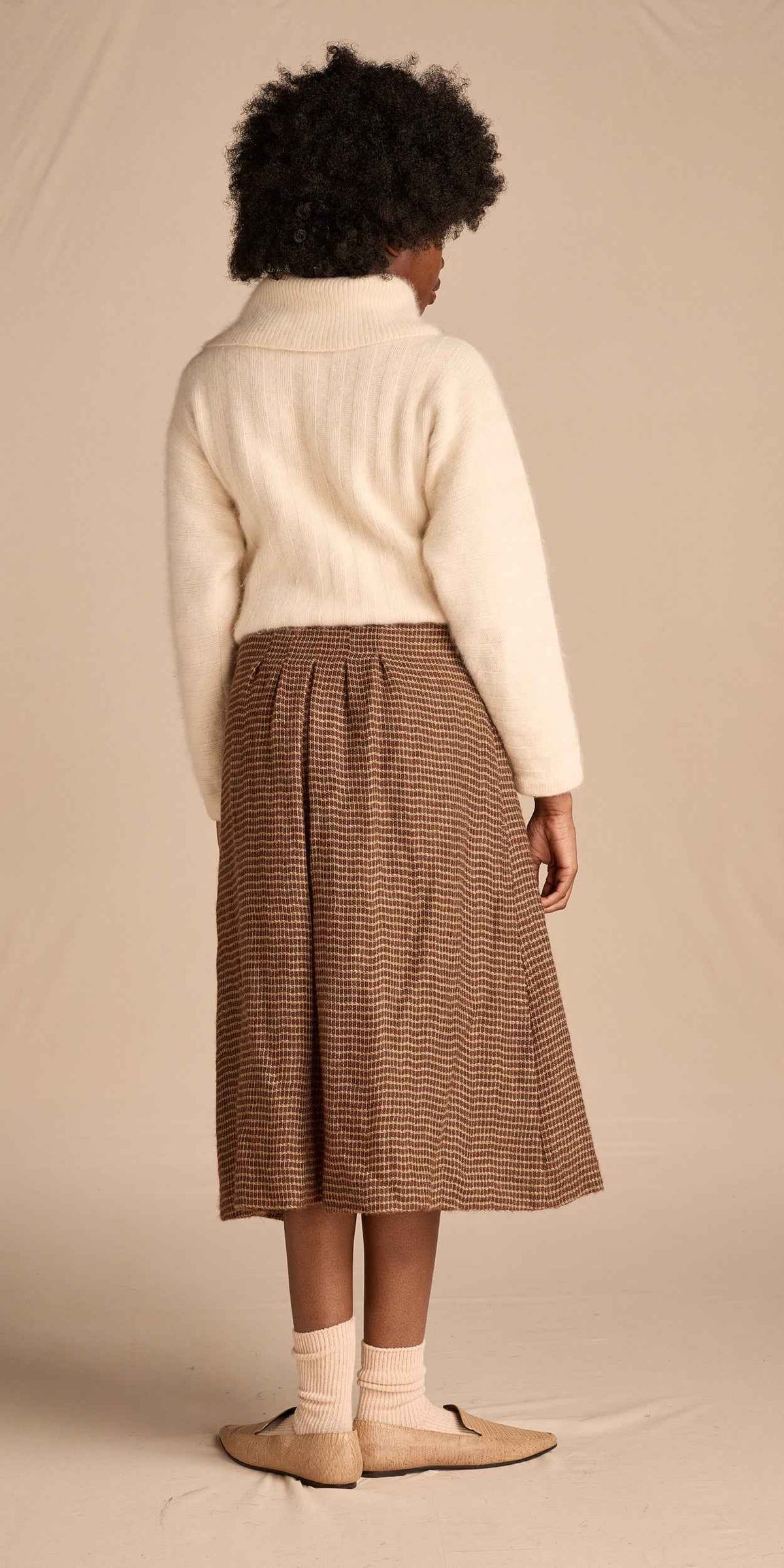 Giorgio Armani c. 1979 Brown Wool Blend Tweed Skirt