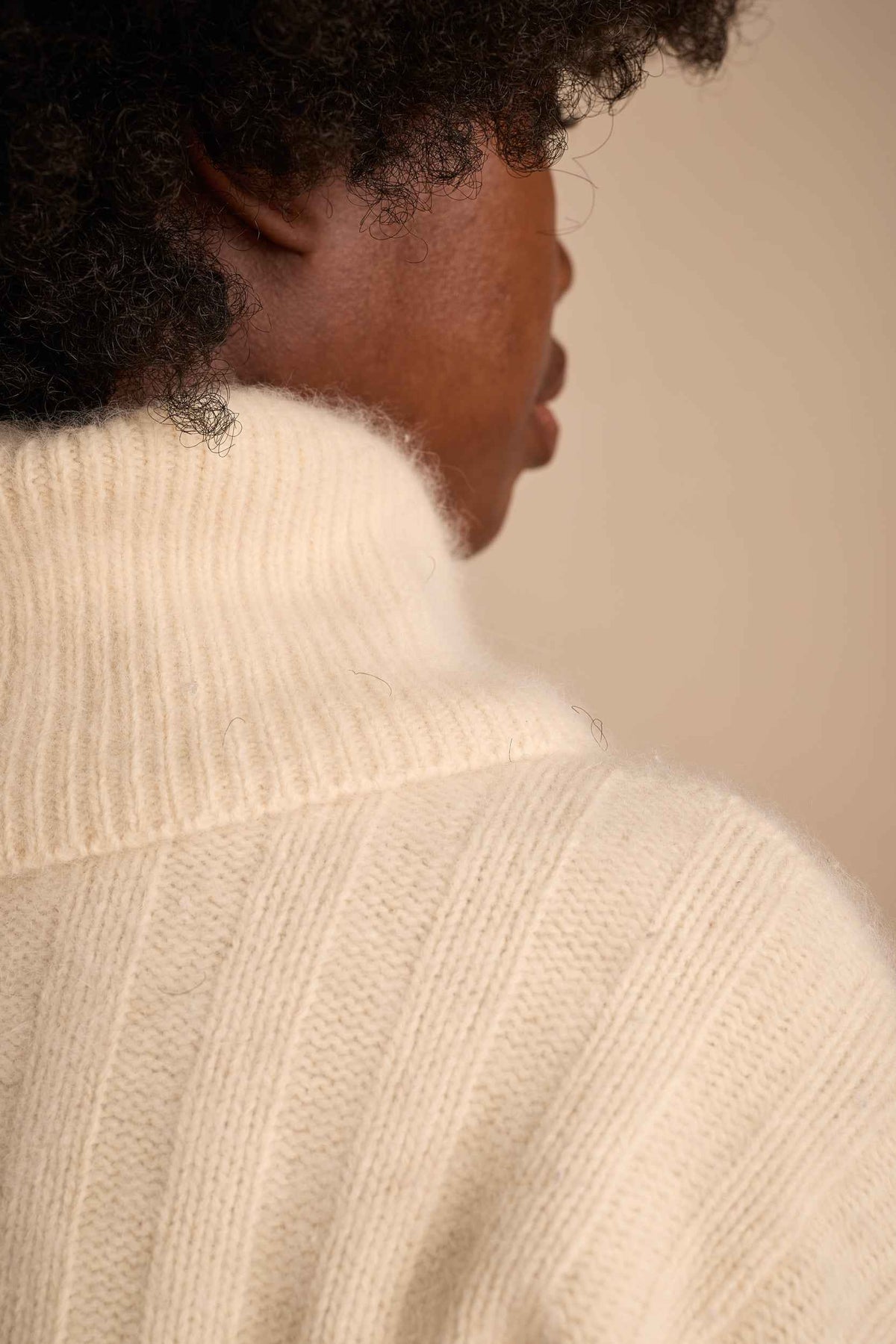 Geoffrey Beene 1980s Cream Wool-Rabbit Turtleneck Sweater