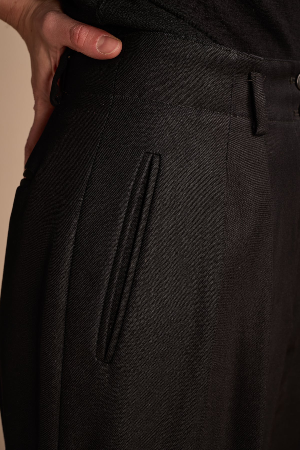 Giorgio Armani 1980s Black Gabardine Wool Trousers