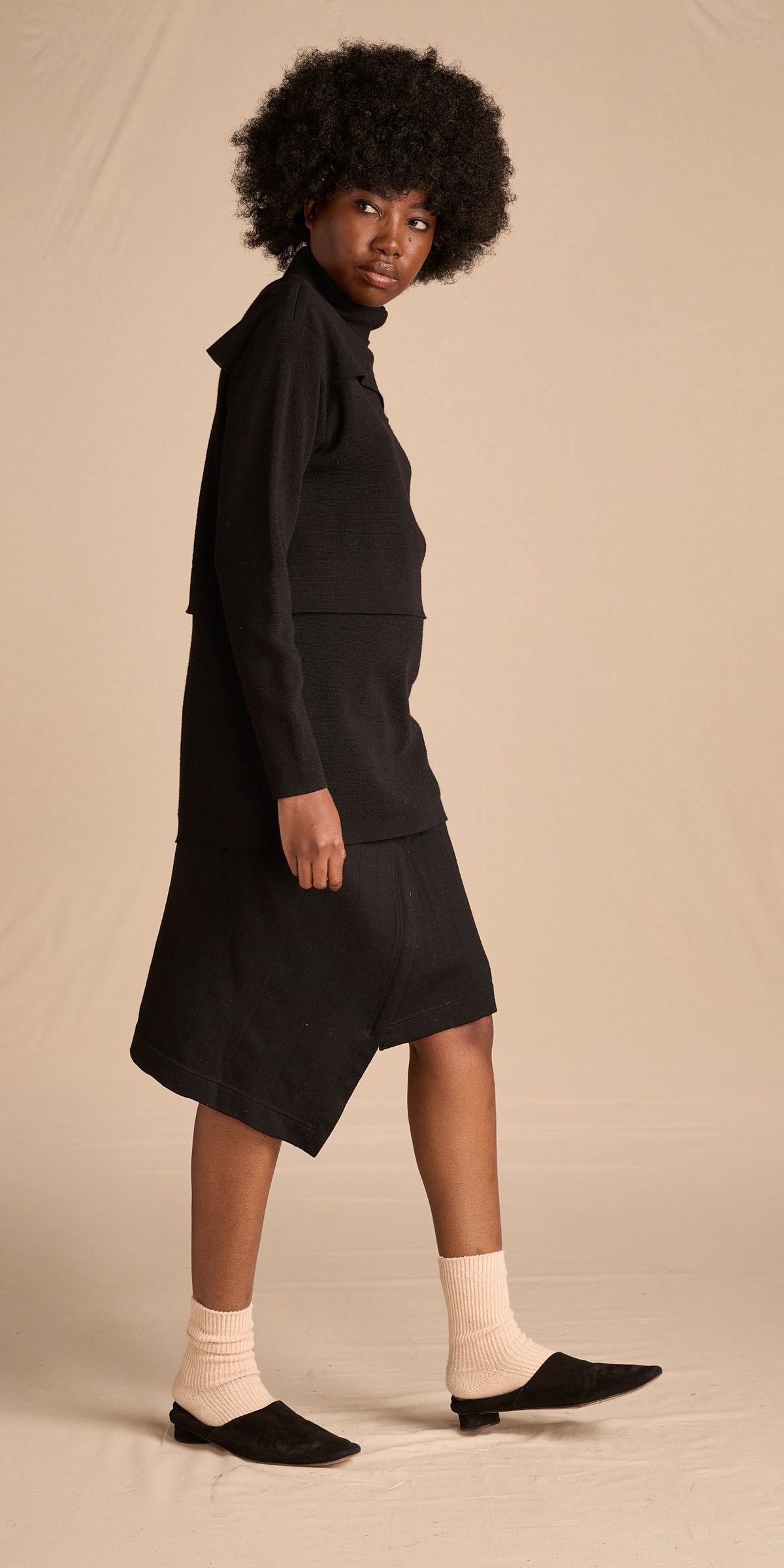 Issey Miyake 1980s Black Wool Zipper Skirt (as is)