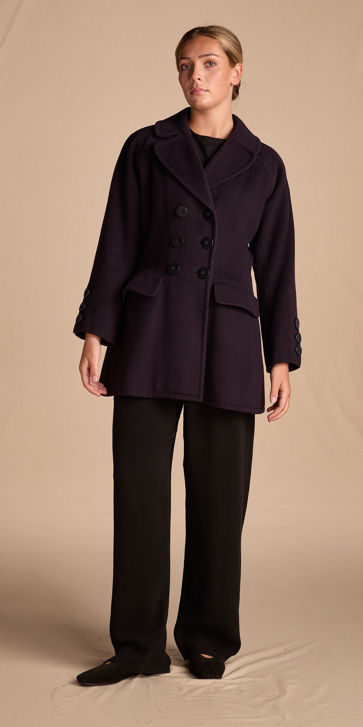 Yves Saint Laurent 1990s Eggplant Wool Coat