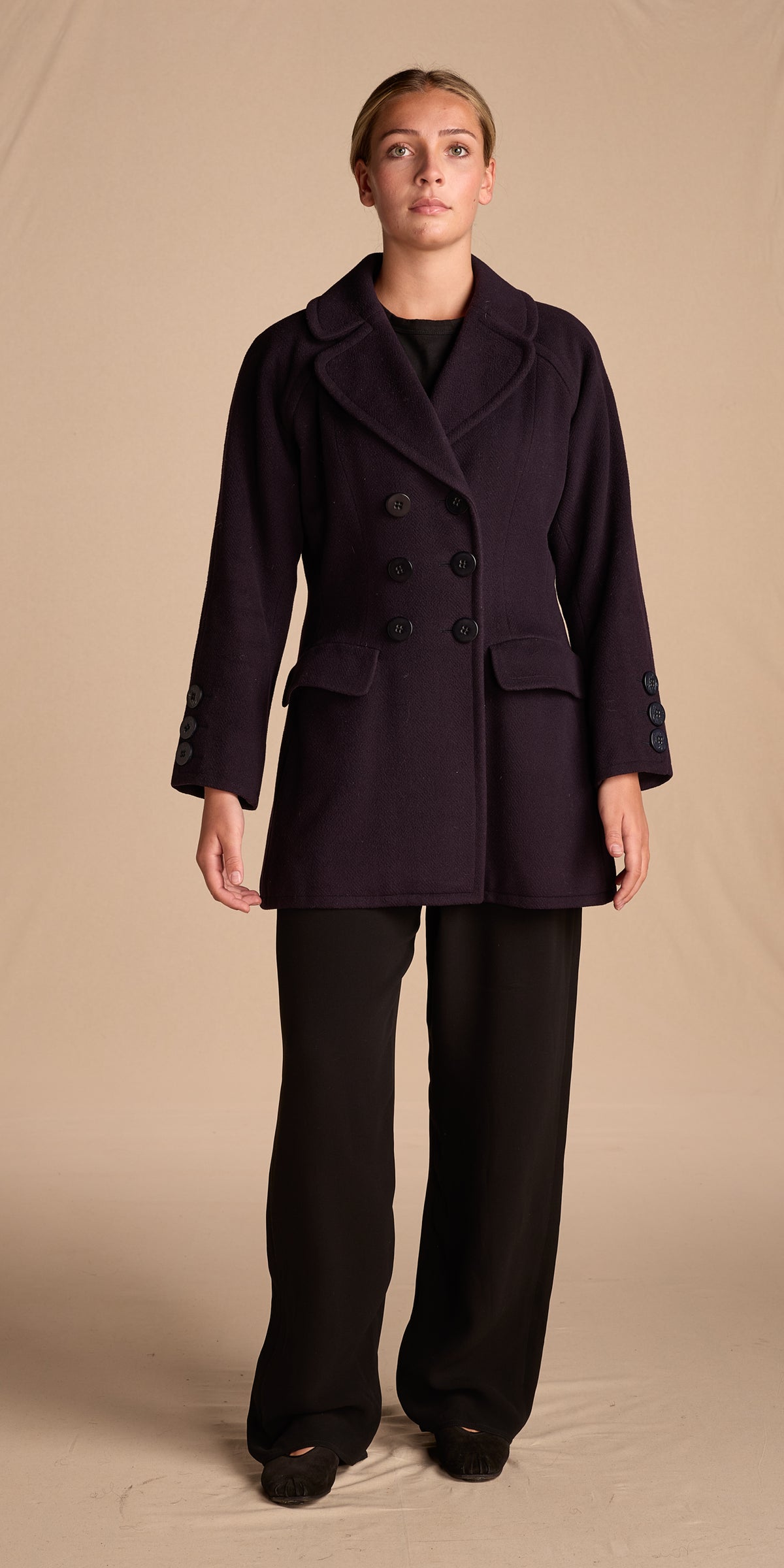 Yves Saint Laurent 1990s Eggplant Wool Coat