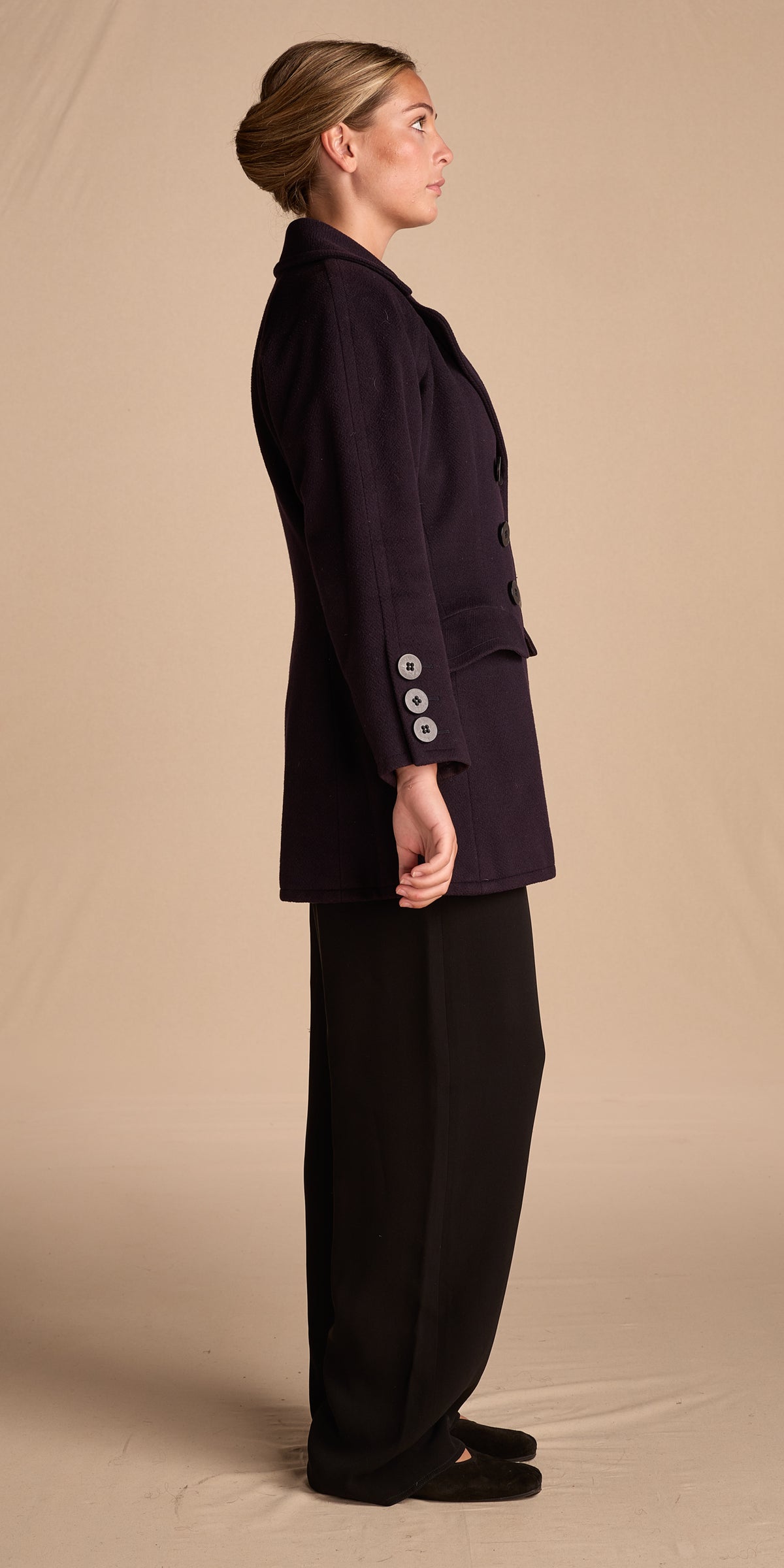 Yves Saint Laurent 1990s Eggplant Wool Coat