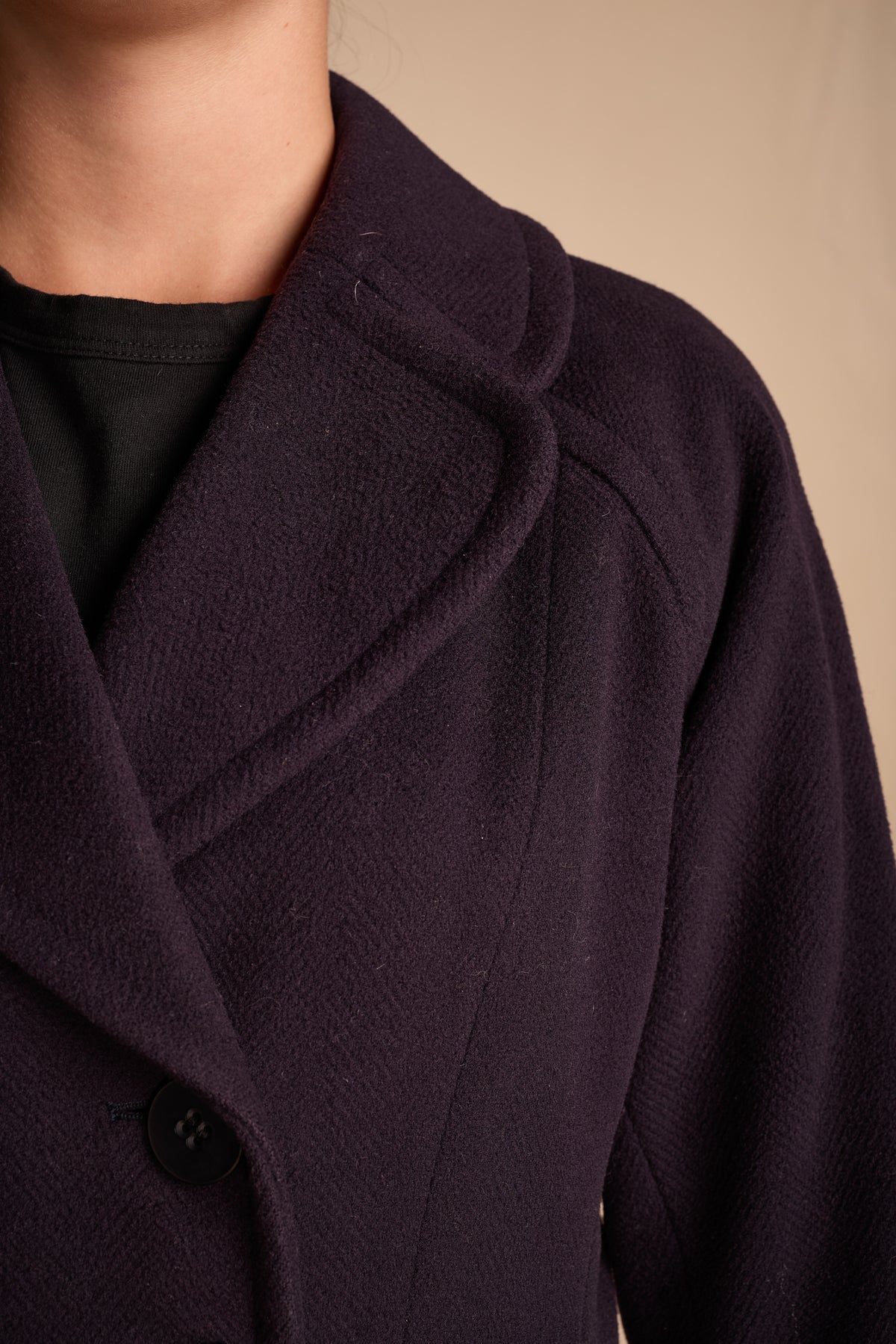 Yves Saint Laurent 1990s Eggplant Wool Coat