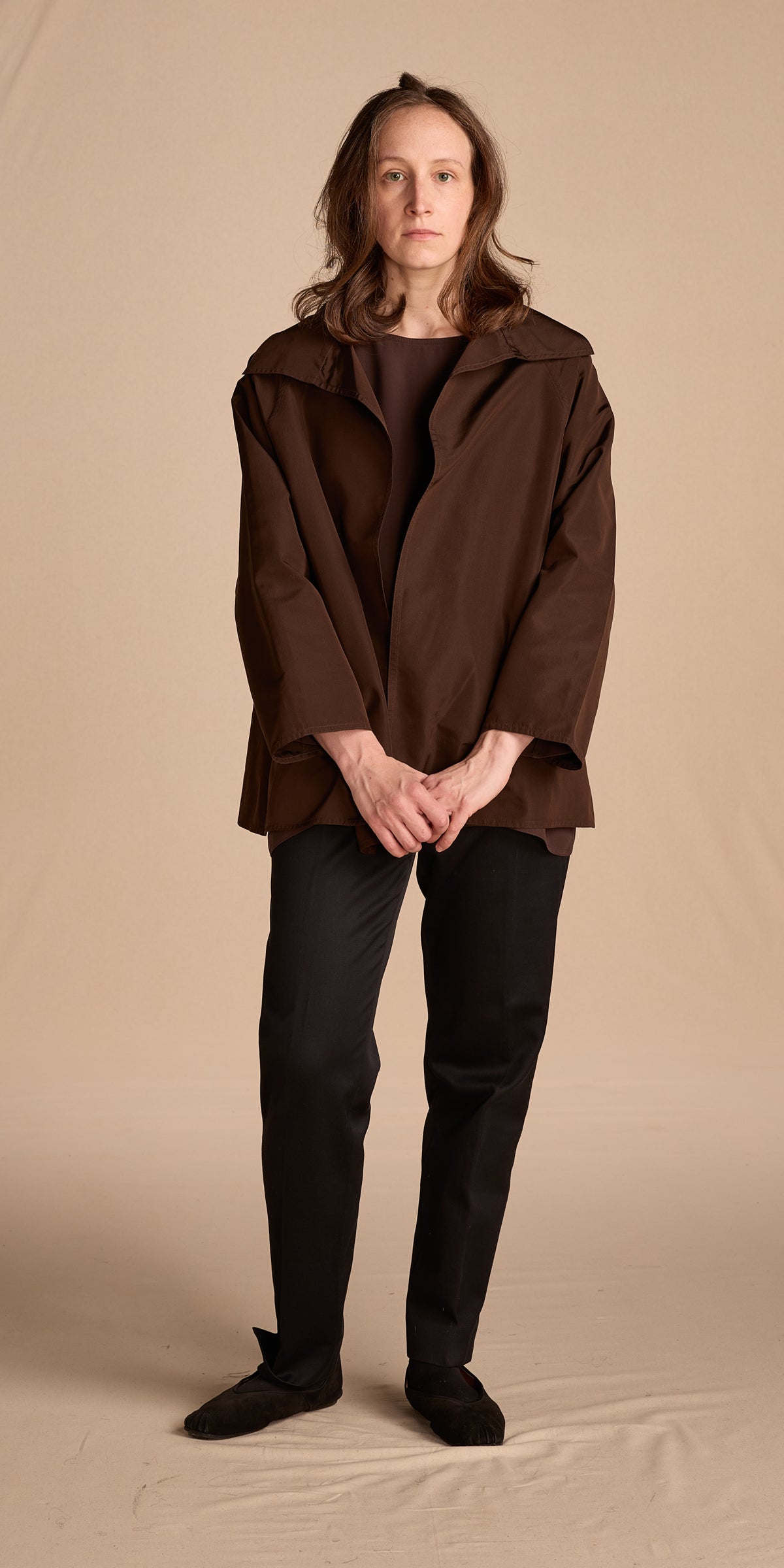 Zoran 1990s Chocolate Brown Silk Taffeta Jacket