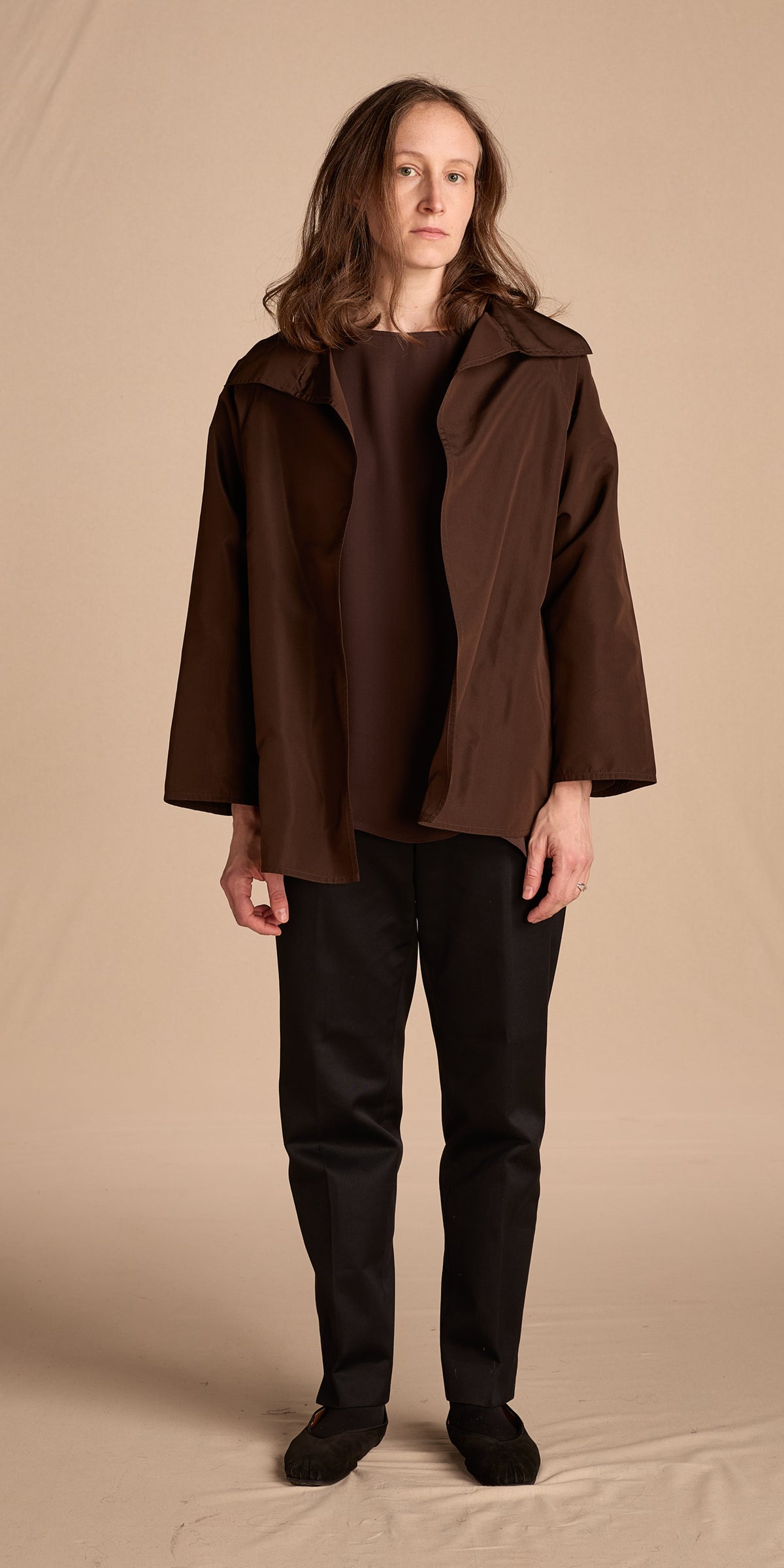 Zoran 1990s Chocolate Brown Silk Taffeta Jacket