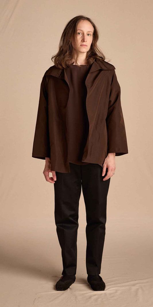 Zoran 1990s Chocolate Brown Silk Taffeta Jacket