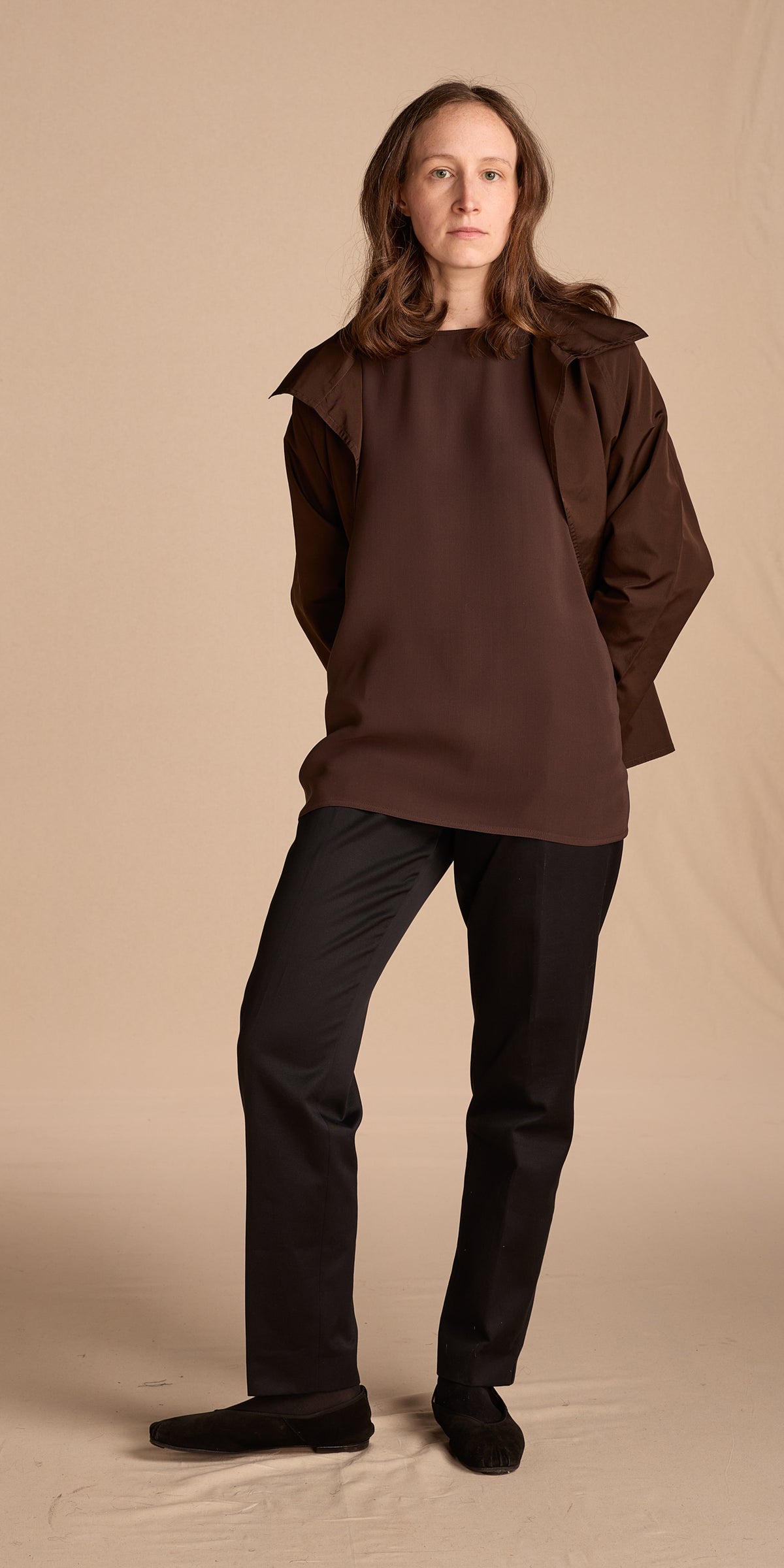 Zoran 1990s Chocolate Brown Silk Taffeta Jacket