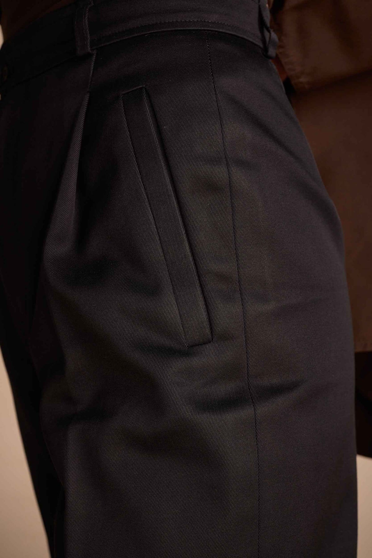 Yves Saint Laurent 1999 Black Cotton Twill Trouser Pants