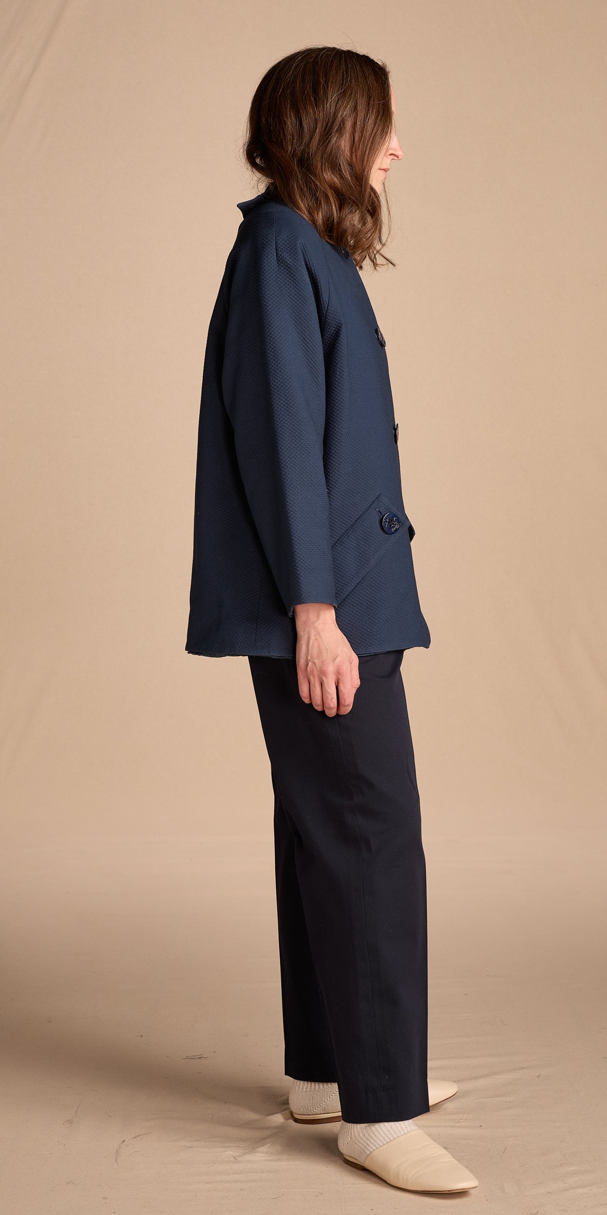 Geoffrey Beene 1990s-2000s Textured Deep Teal Swing Jacket