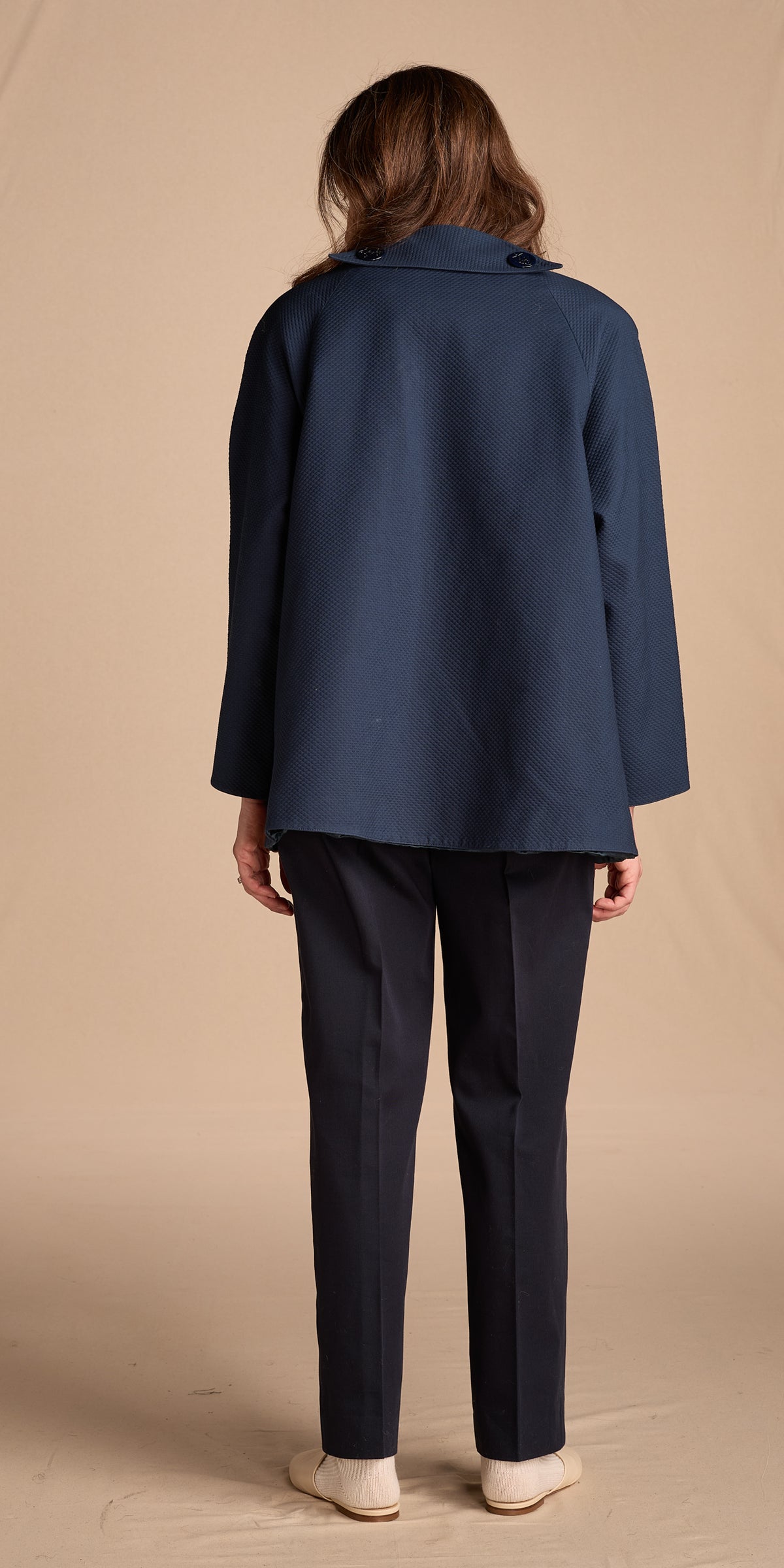 Geoffrey Beene 1990s-2000s Textured Deep Teal Swing Jacket