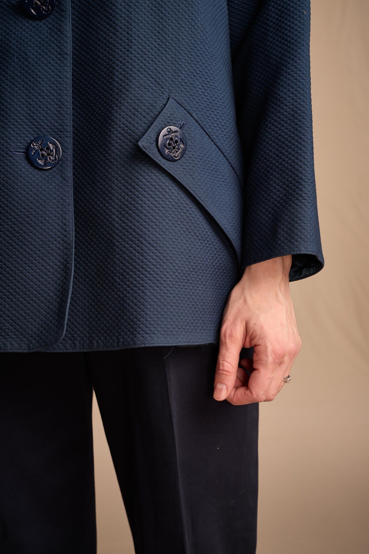 Geoffrey Beene 1990s-2000s Textured Deep Teal Swing Jacket