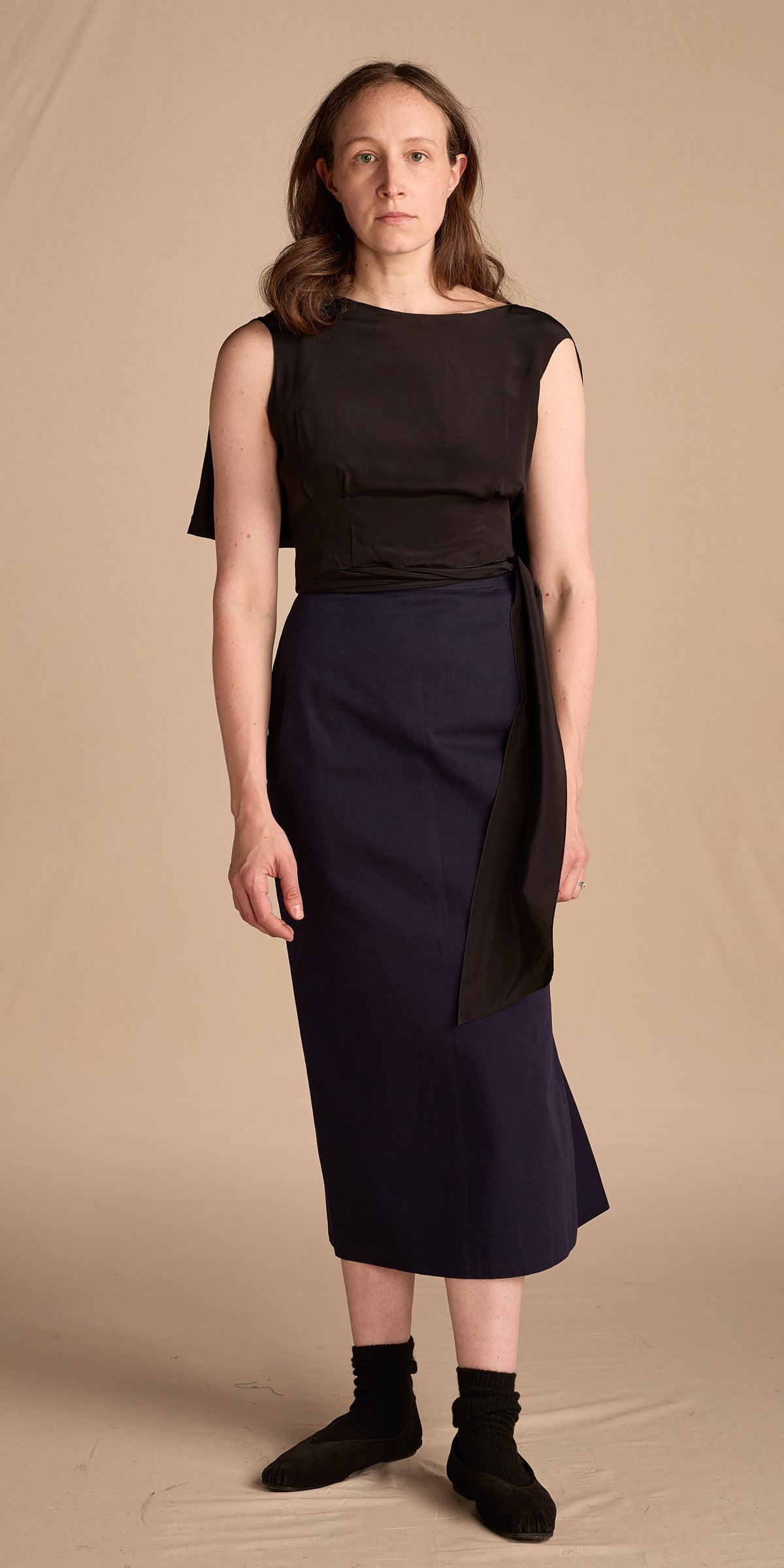 Yohji Yamamoto Deadstock Spring 2003 Navy Cotton Twill Skirt