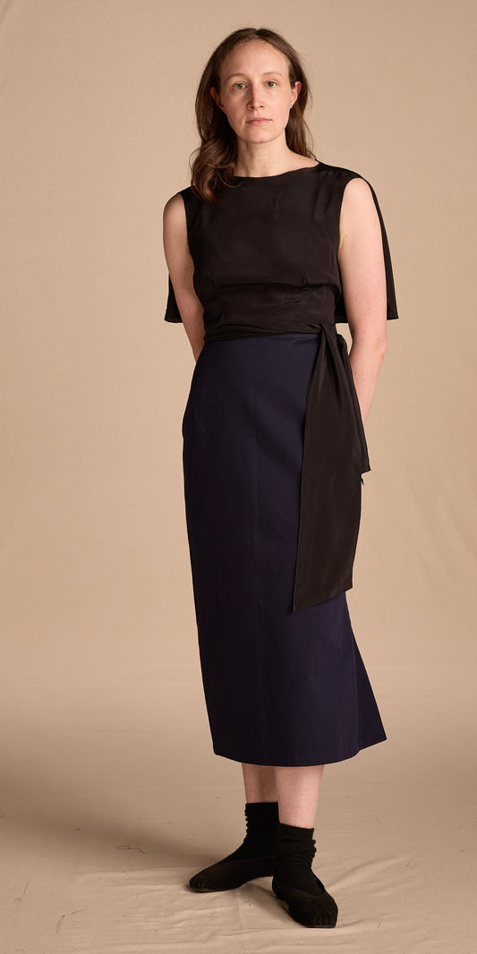 Yohji Yamamoto Deadstock Spring 2003 Navy Cotton Twill Skirt