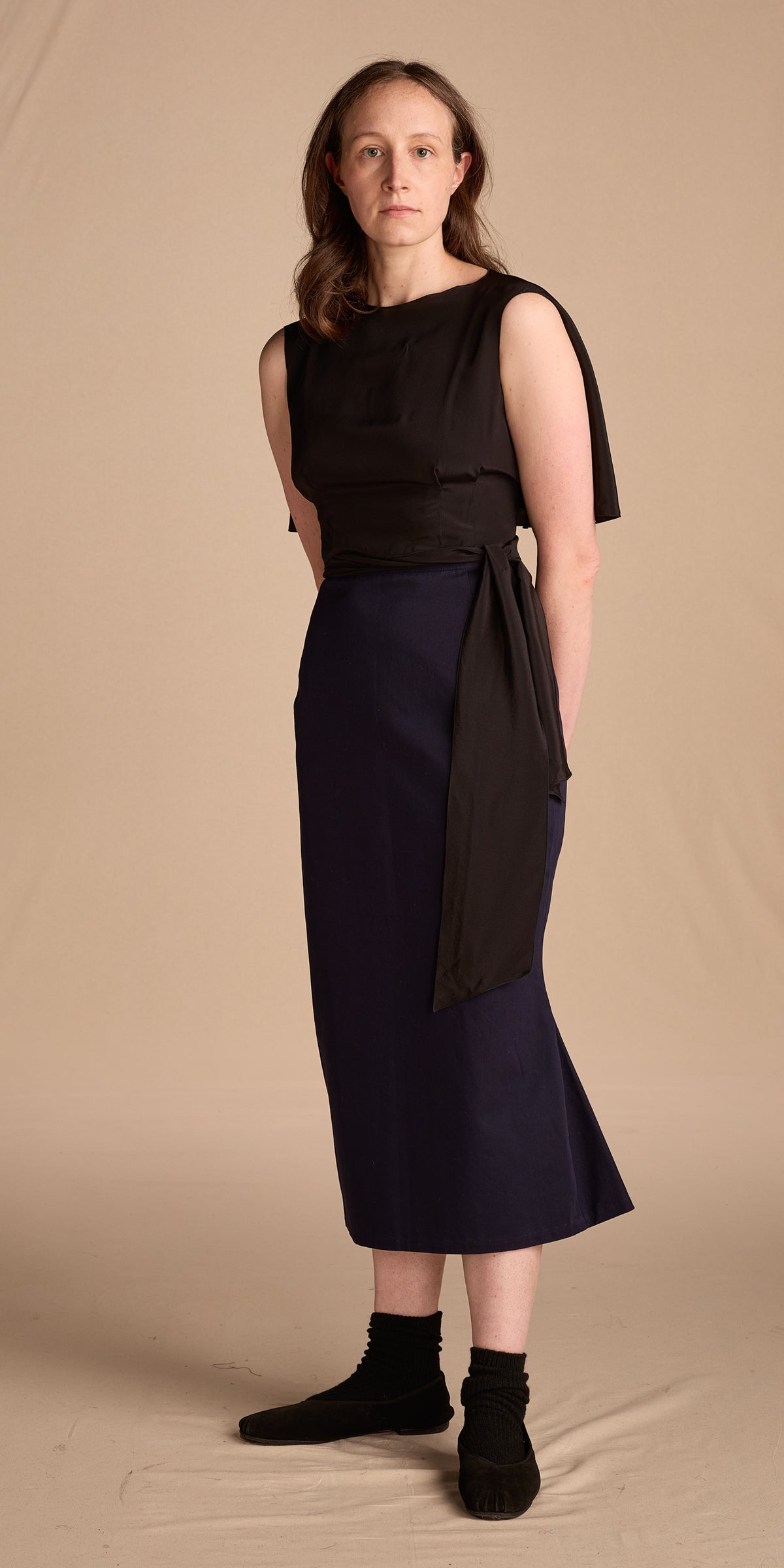 Chanel Spring/Summer 2002 Black Silk Caped Top