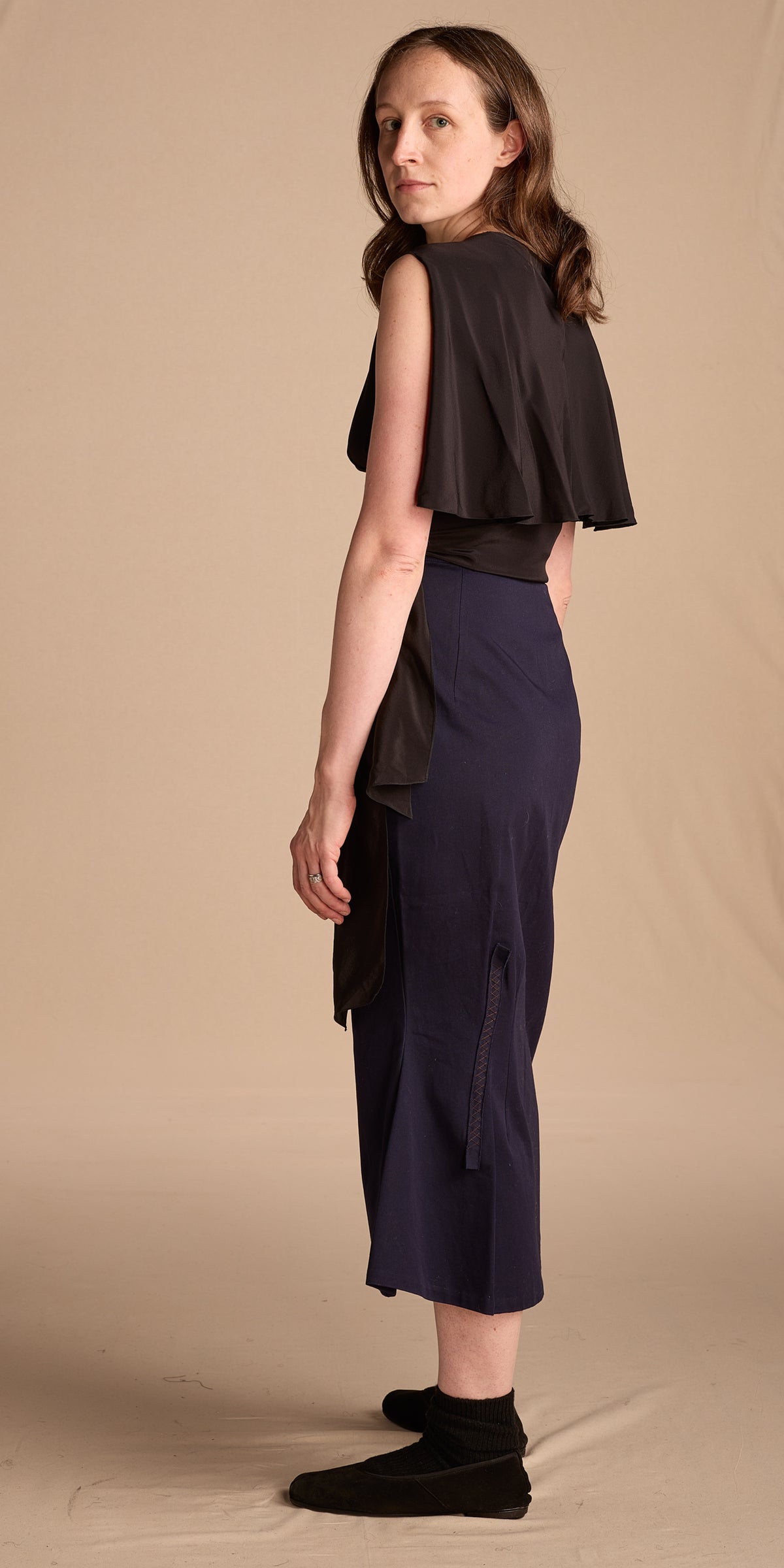 Chanel Spring/Summer 2002 Black Silk Caped Top