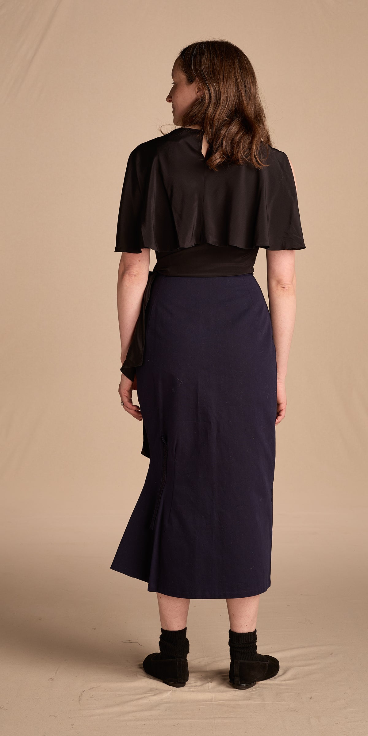 Chanel Spring/Summer 2002 Black Silk Caped Top
