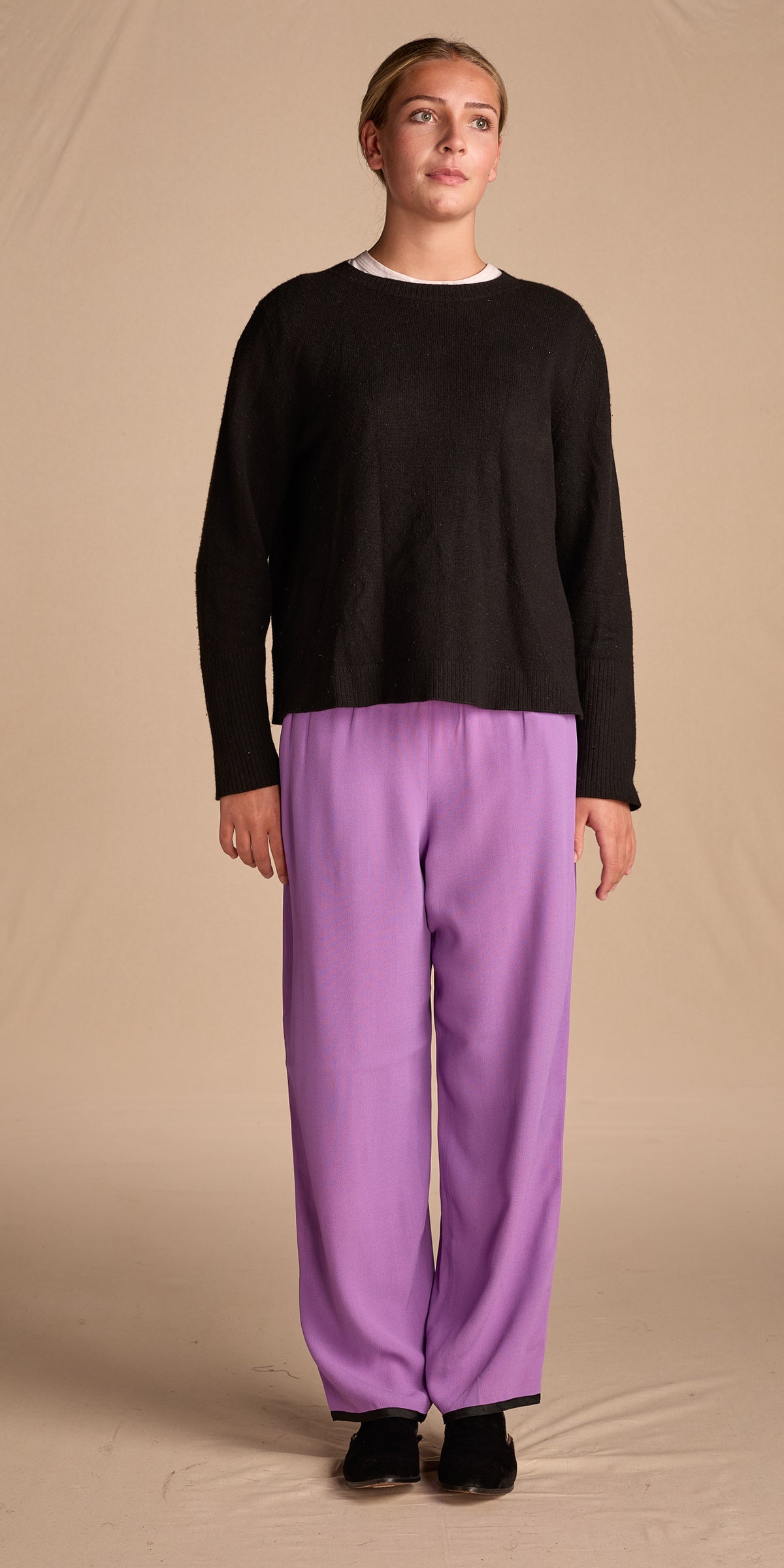 Yves Saint Laurent Fall/Winter 1978 Lilac Crepe Back Satin Pants