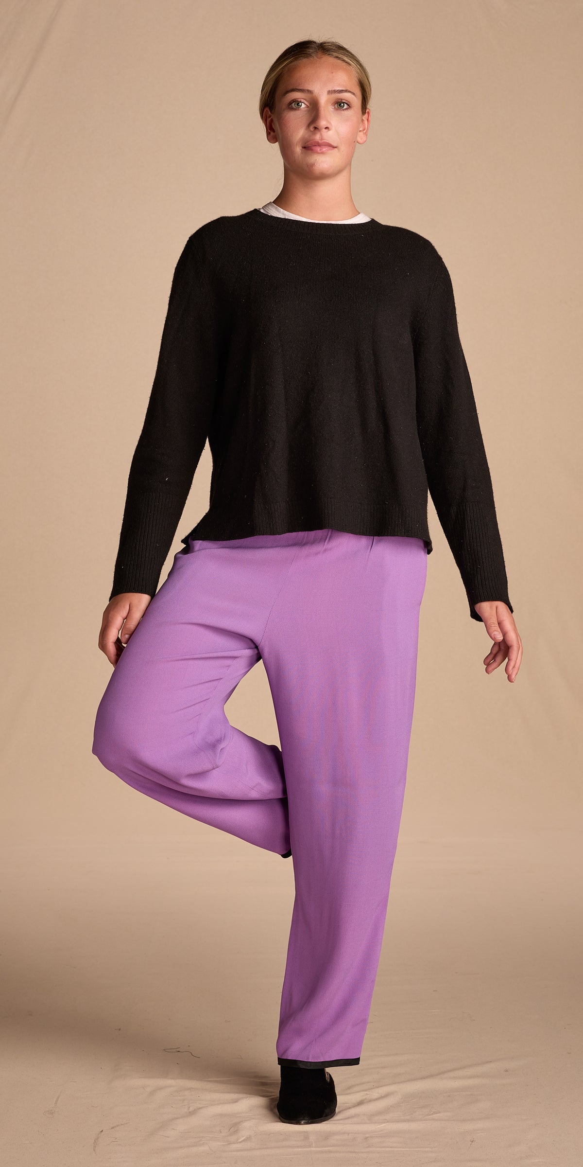 Yves Saint Laurent Fall/Winter 1978 Lilac Crepe Back Satin Pants