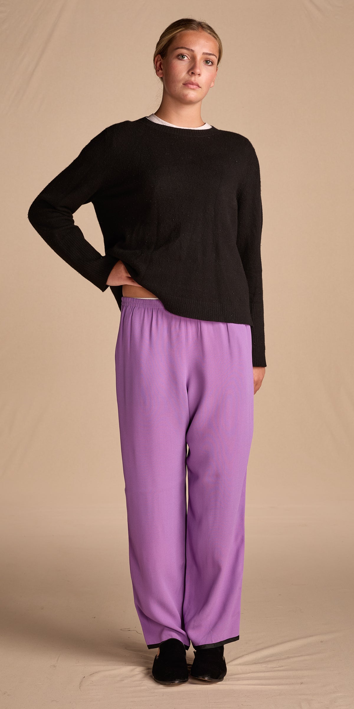 Yves Saint Laurent Fall/Winter 1978 Lilac Crepe Back Satin Pants