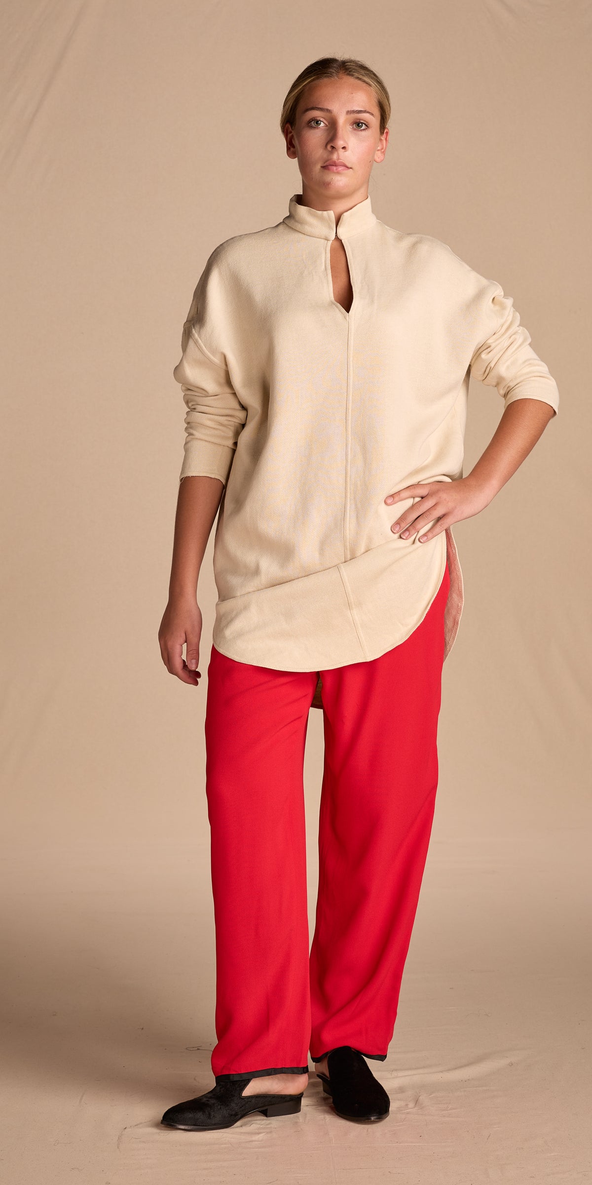 Yves Saint Laurent Fall/Winter 1978 Red Crepe Back Satin Pants