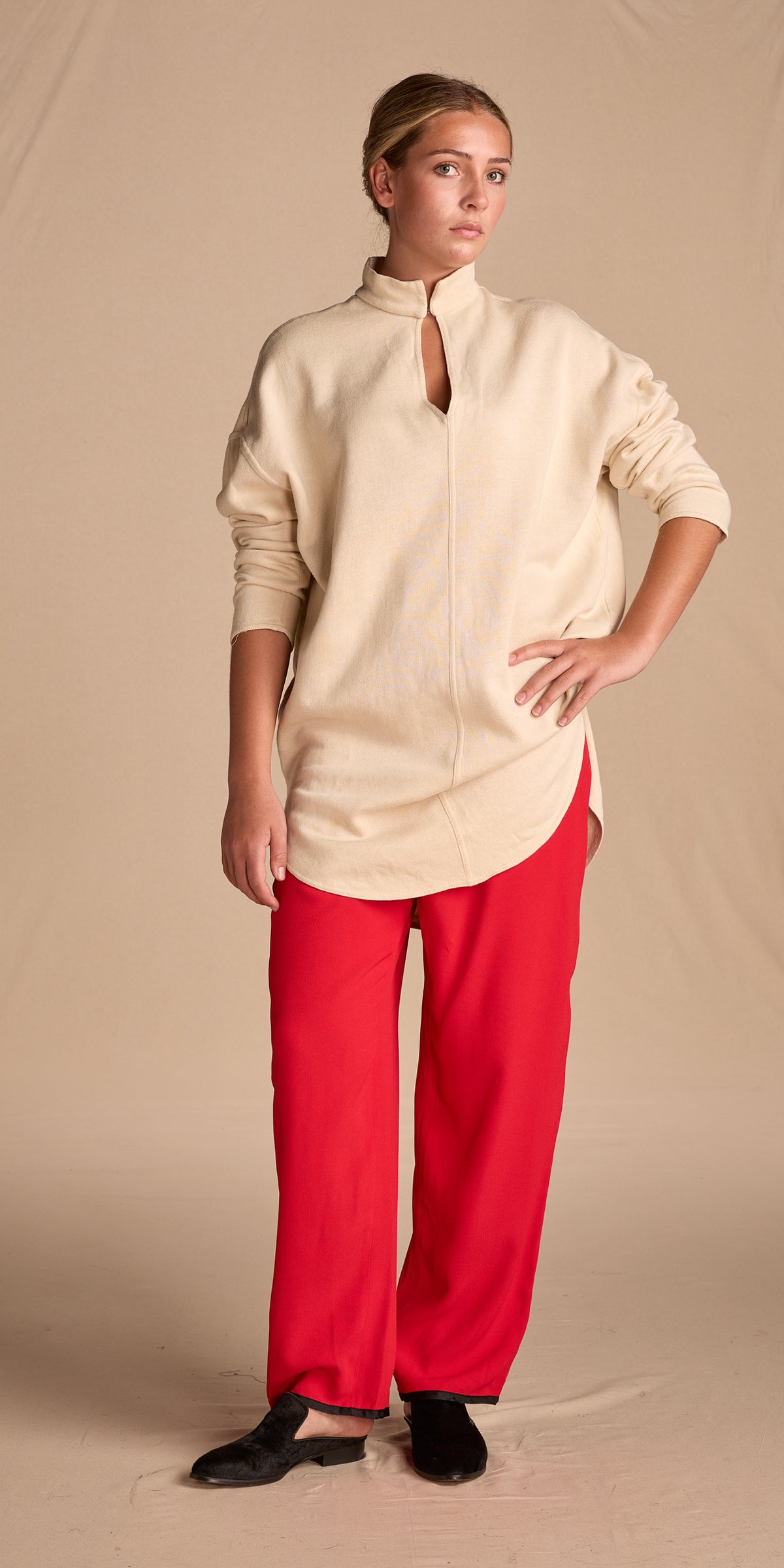 Yves Saint Laurent Fall/Winter 1978 Red Crepe Back Satin Pants