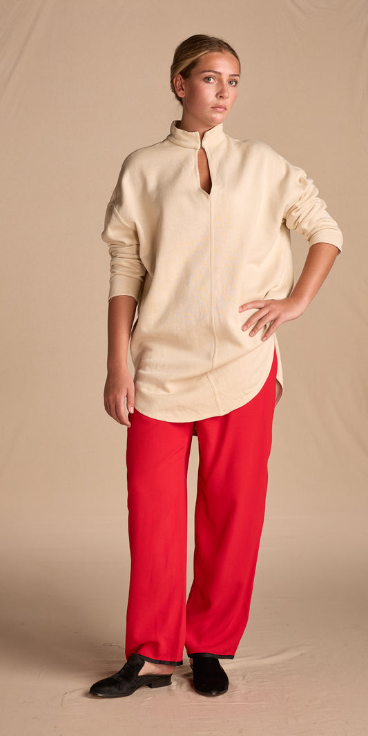 Yves Saint Laurent Fall/Winter 1978 Red Crepe Back Satin Pants