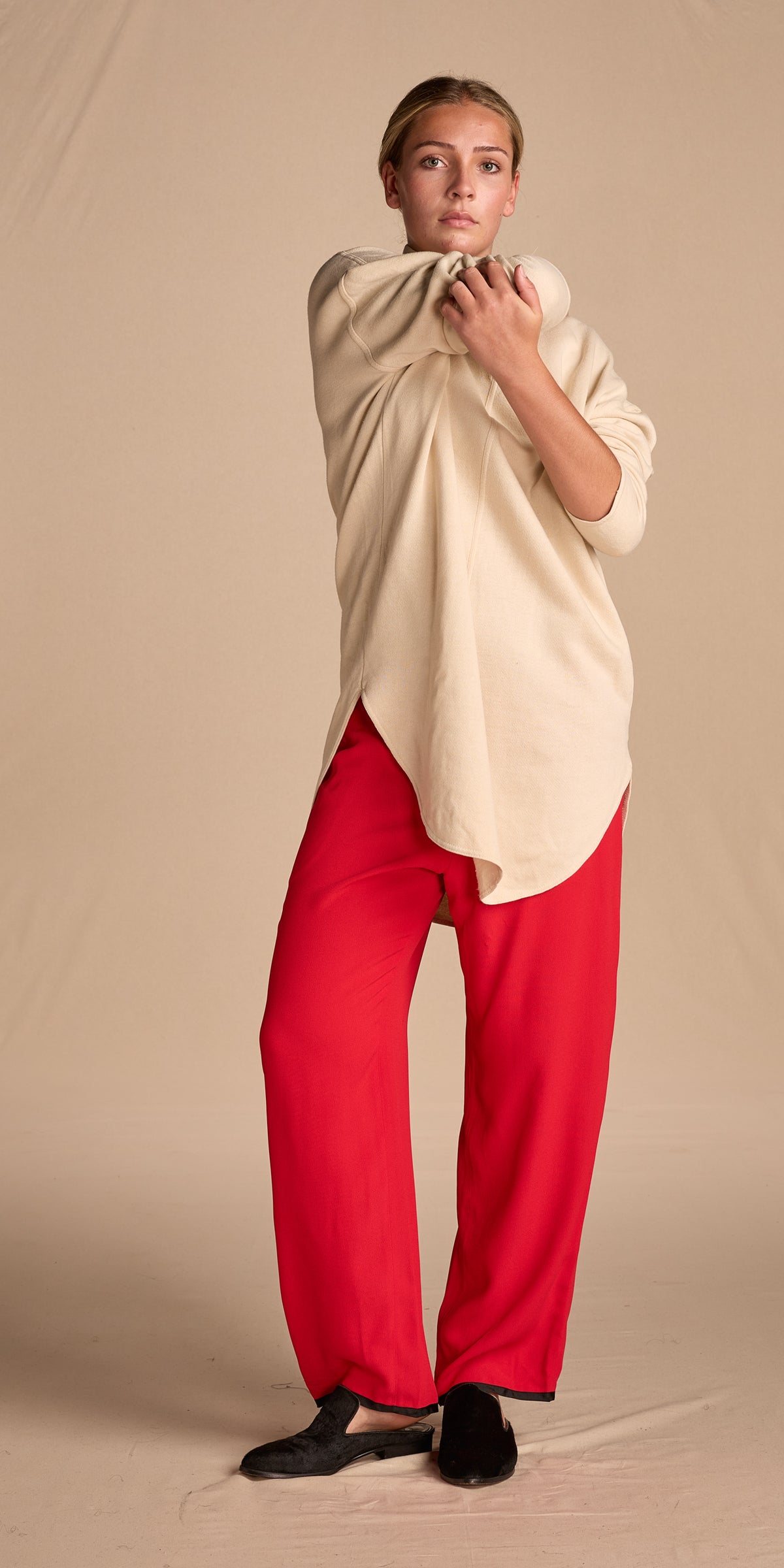 Yves Saint Laurent Fall/Winter 1978 Red Crepe Back Satin Pants