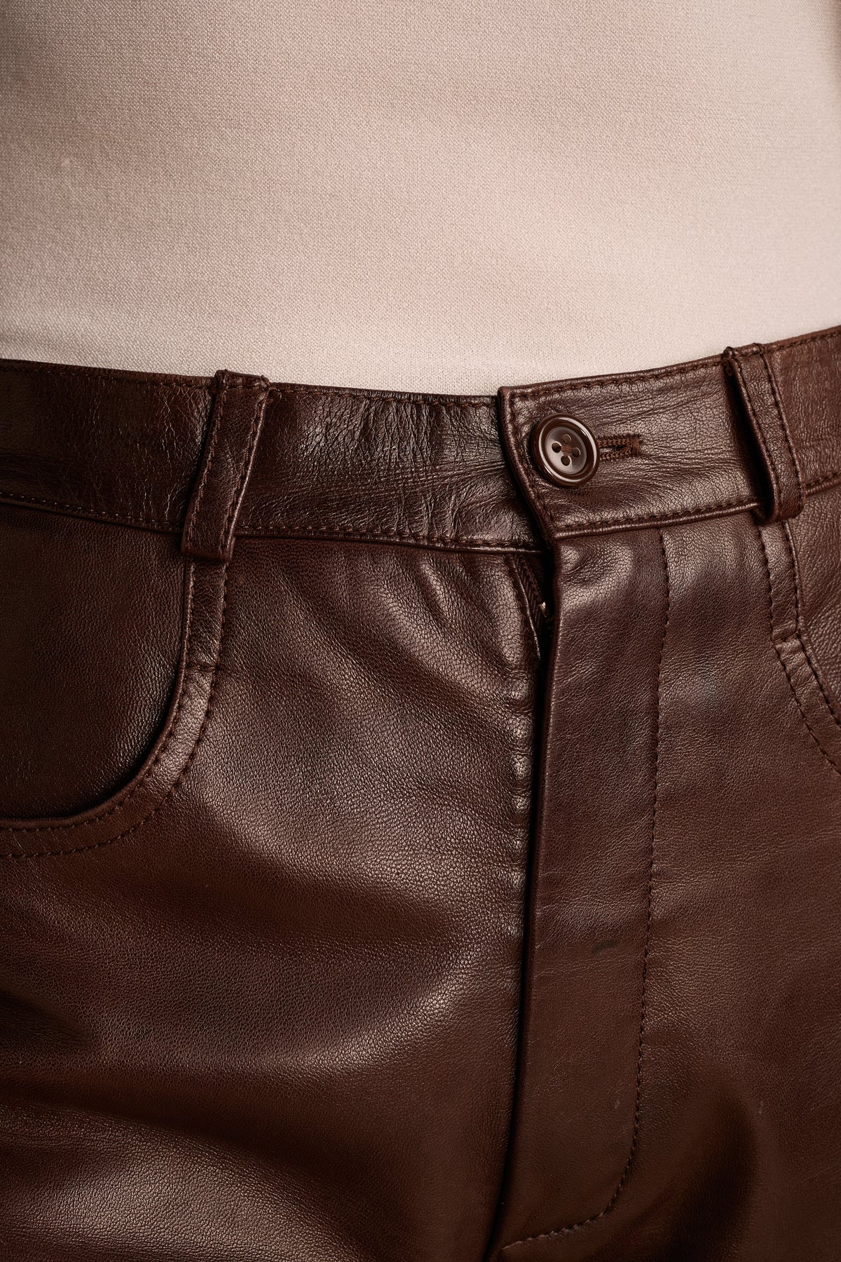 Yves Saint Laurent 1970s-1980s Chocolate Brown Lambskin Leather Trousers