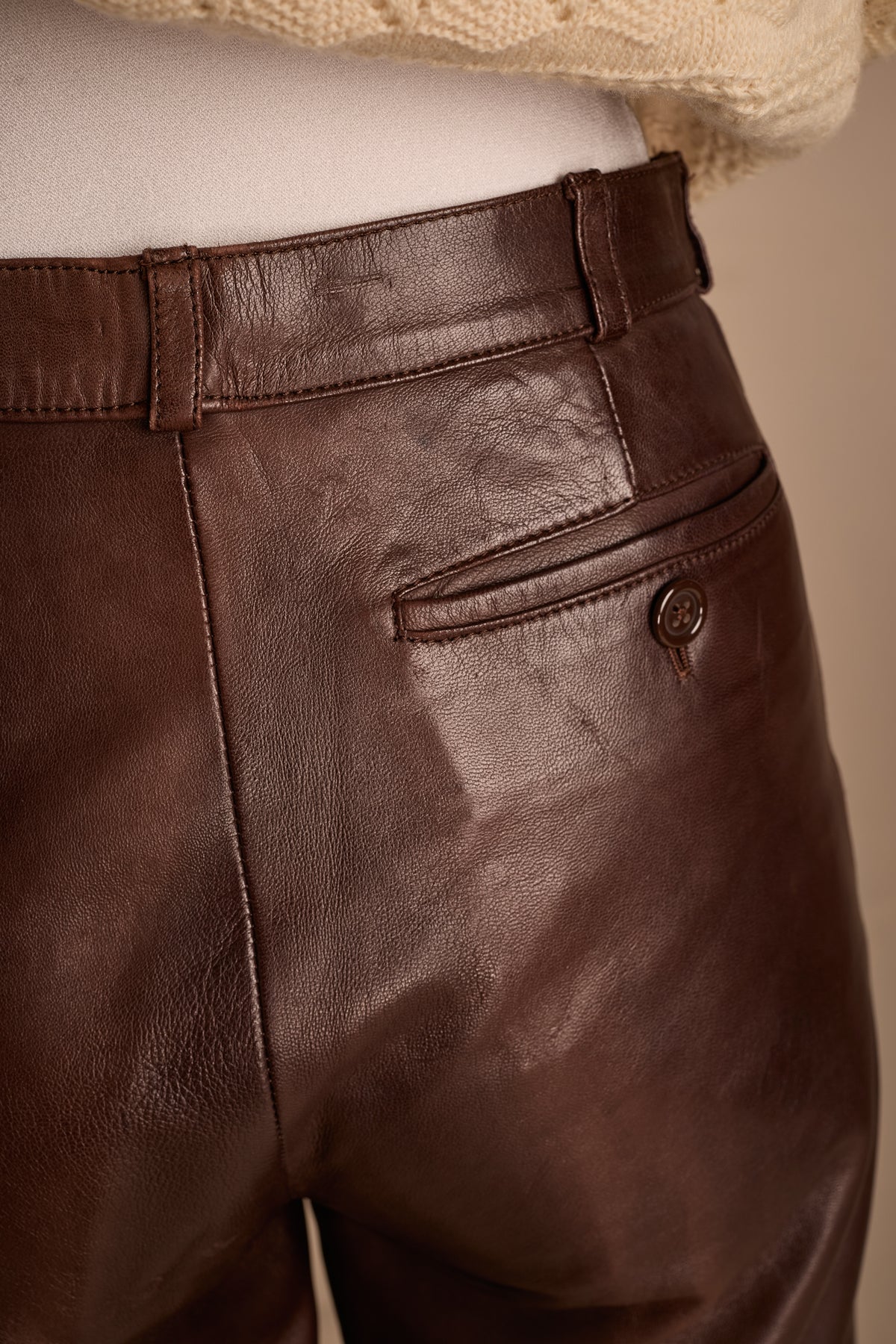 Yves Saint Laurent 1970s-1980s Chocolate Brown Lambskin Leather Trousers