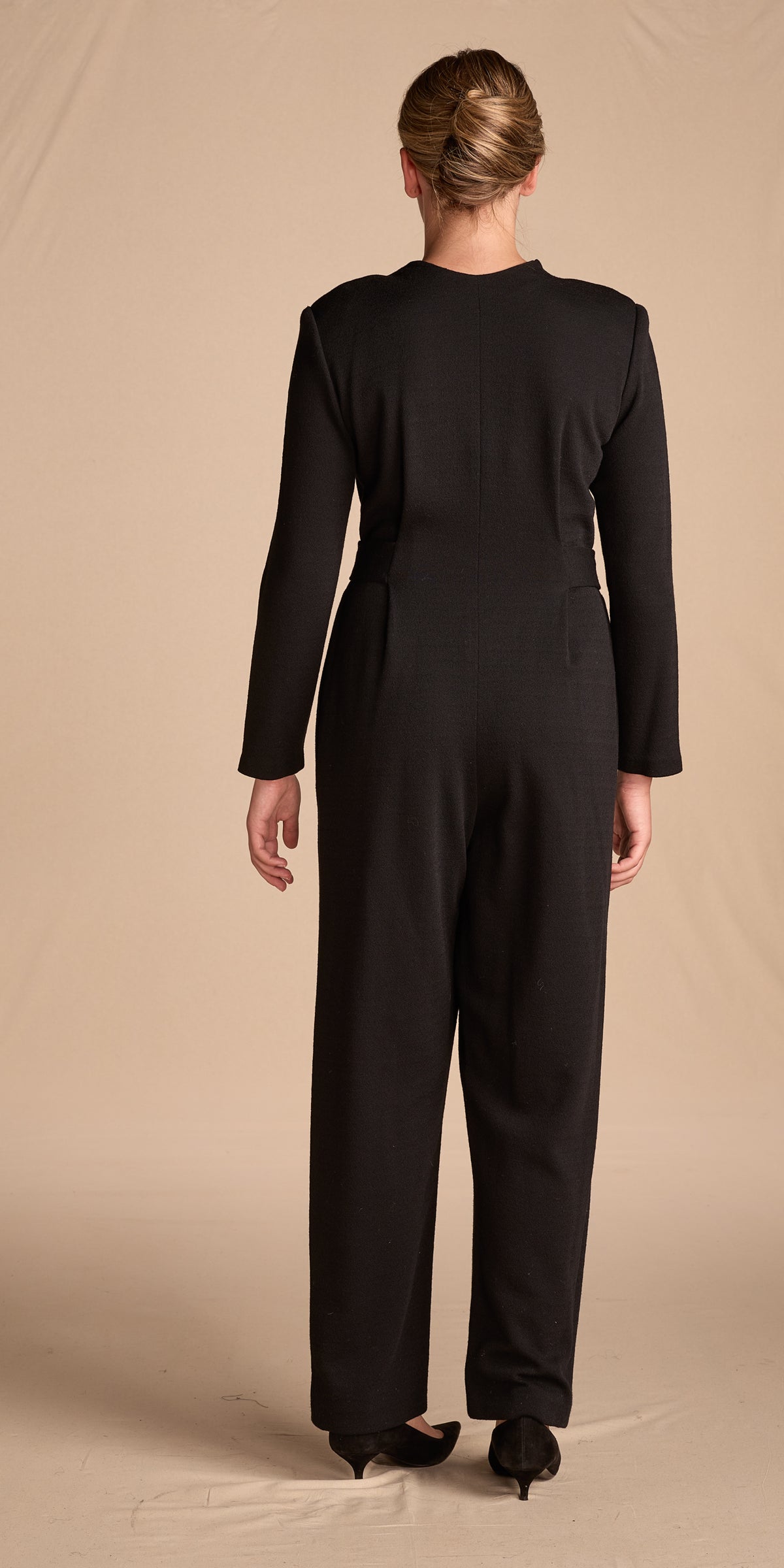 Geoffrey Beene 1990s-2000s Black Wool Jumpsuit