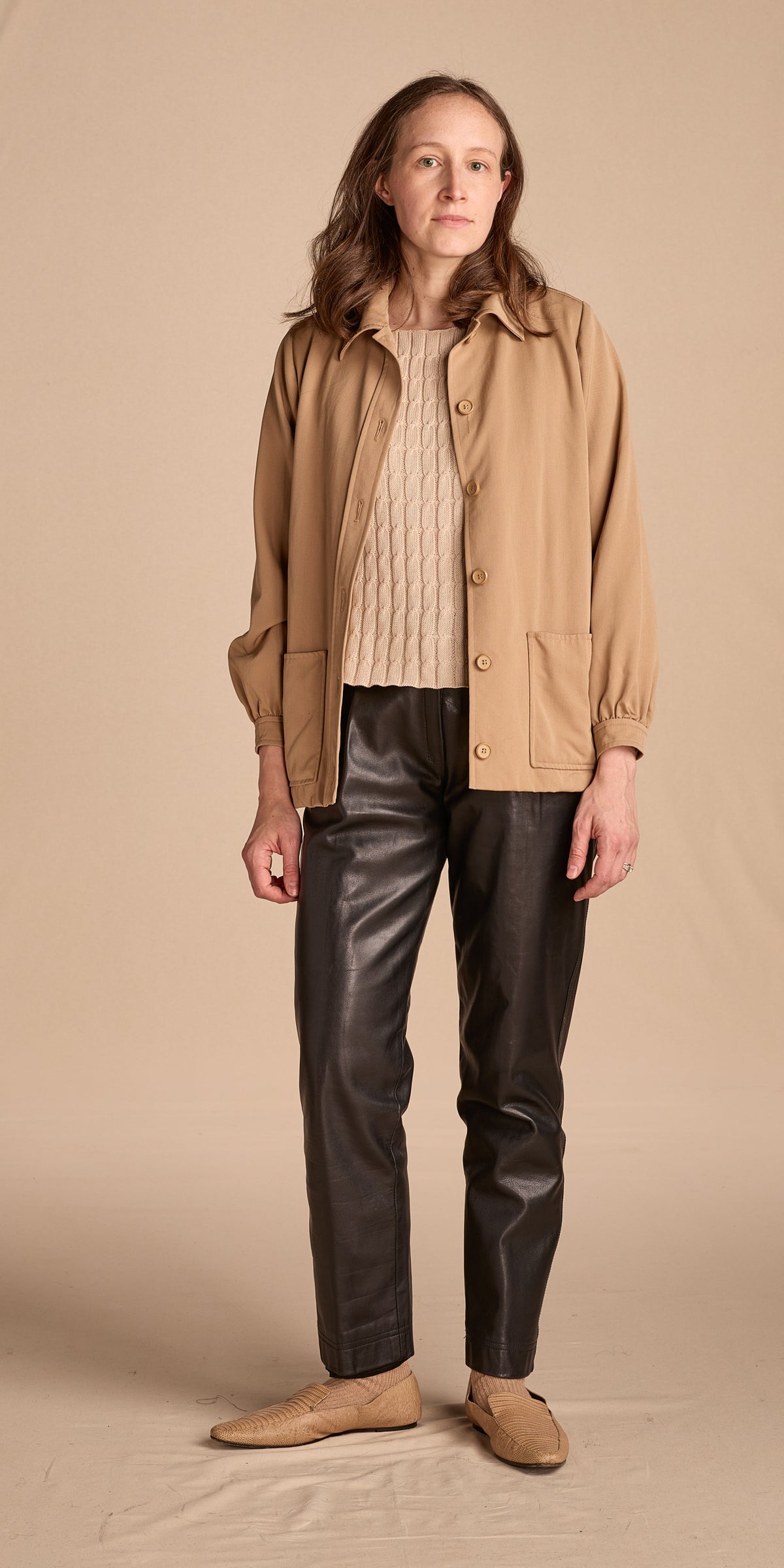 Yves Saint Laurent Fall/Winter 1975 Tan Gabardine Wool Chore Jacket