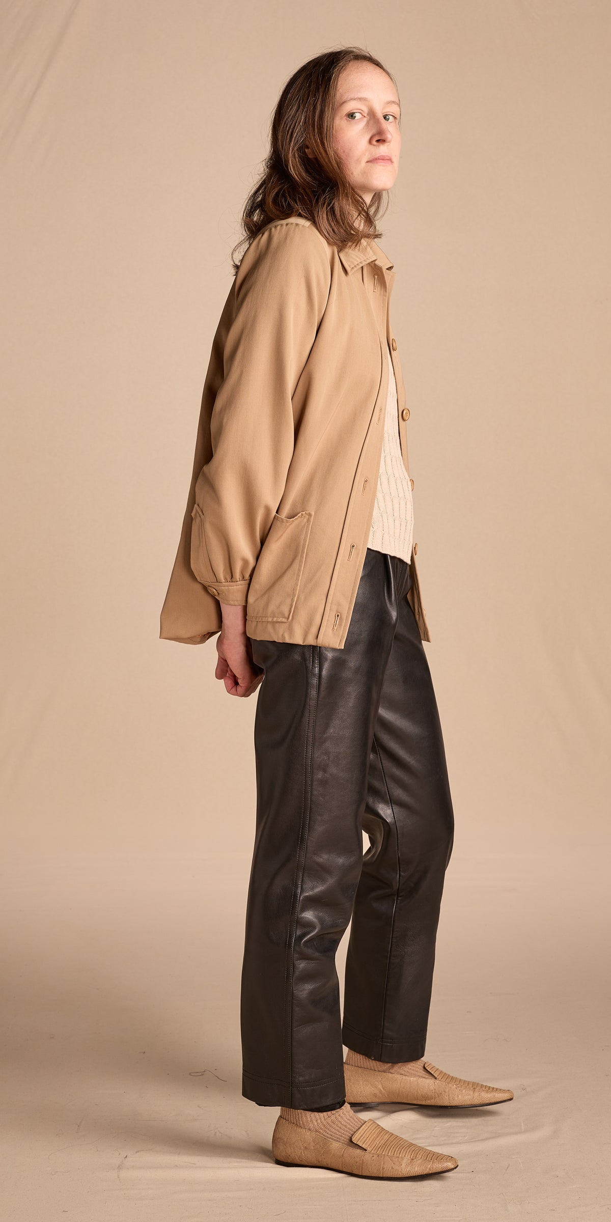 Yves Saint Laurent Fall/Winter 1975 Tan Gabardine Wool Chore Jacket