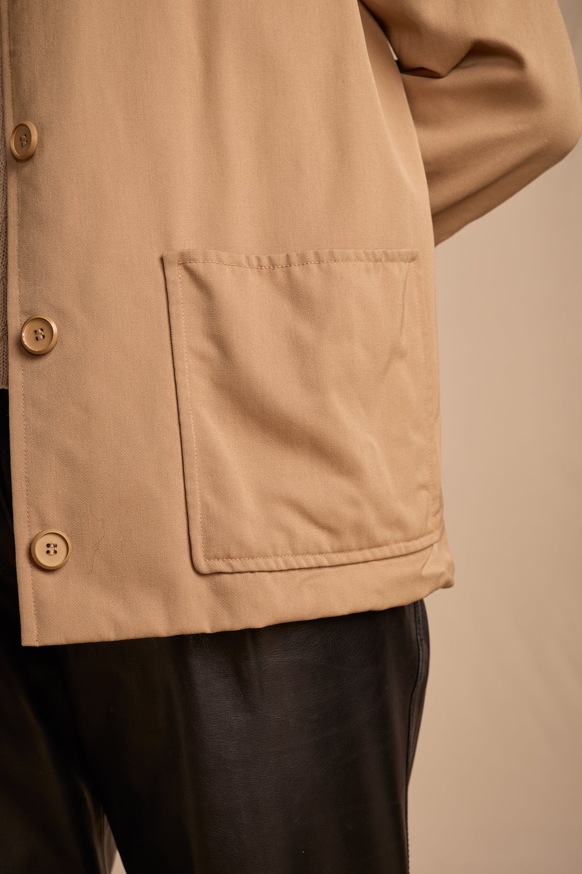 Yves Saint Laurent Fall/Winter 1975 Tan Gabardine Wool Chore Jacket