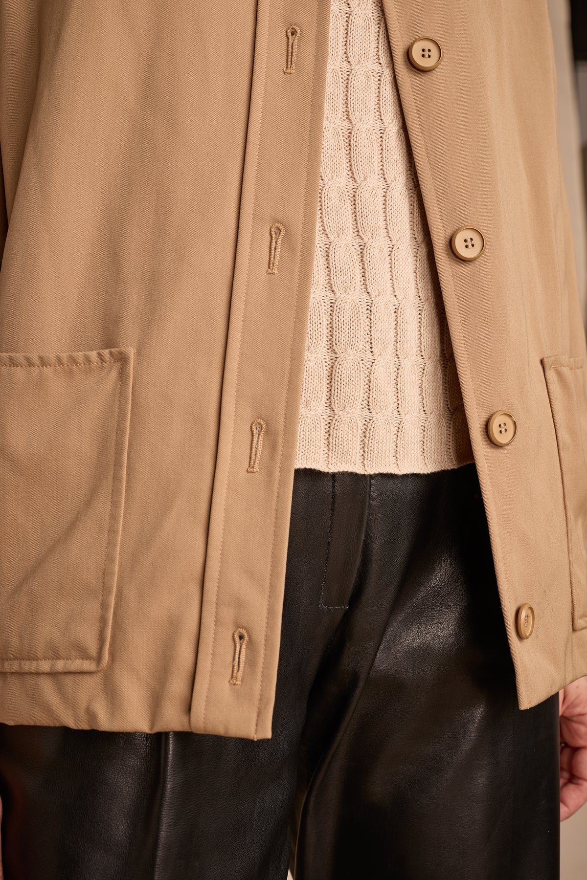 Yves Saint Laurent Fall/Winter 1975 Tan Gabardine Wool Chore Jacket