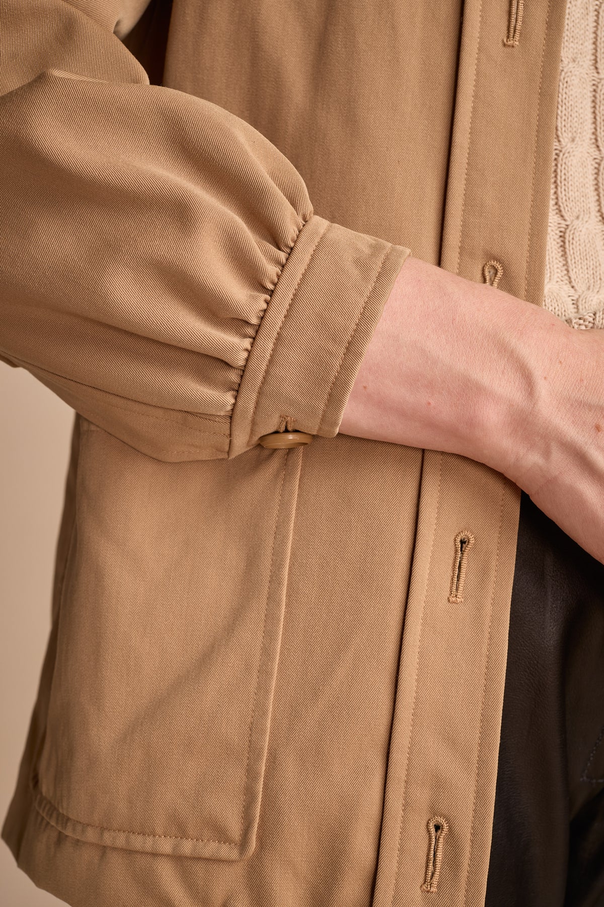 Yves Saint Laurent Fall/Winter 1975 Tan Gabardine Wool Chore Jacket