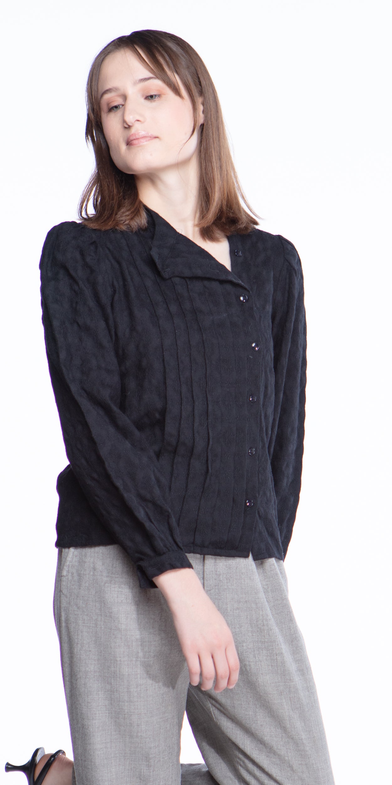 Oscar de la Renta textured wool blouse