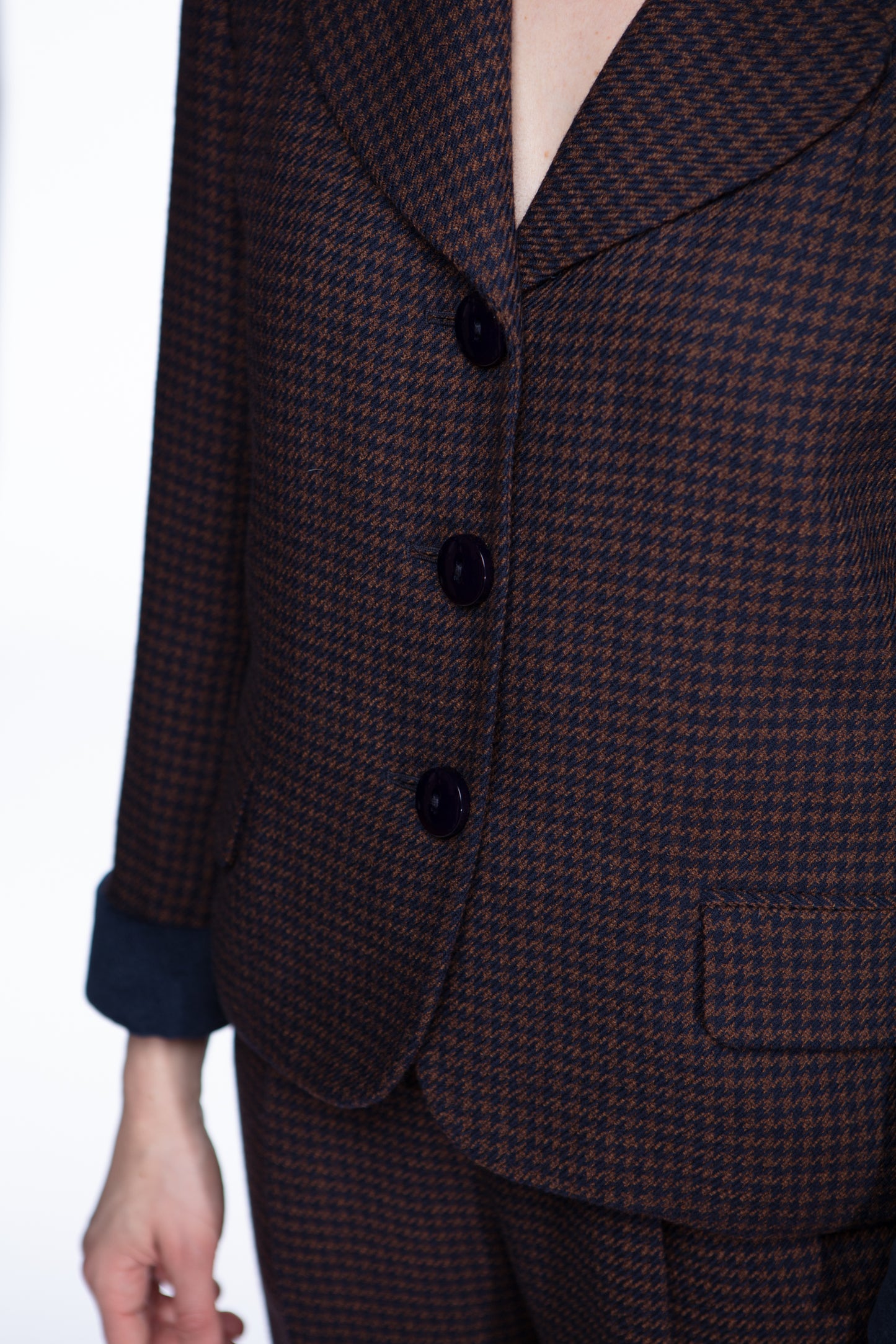 Christian Dior wool houndstooth suit with velvet details