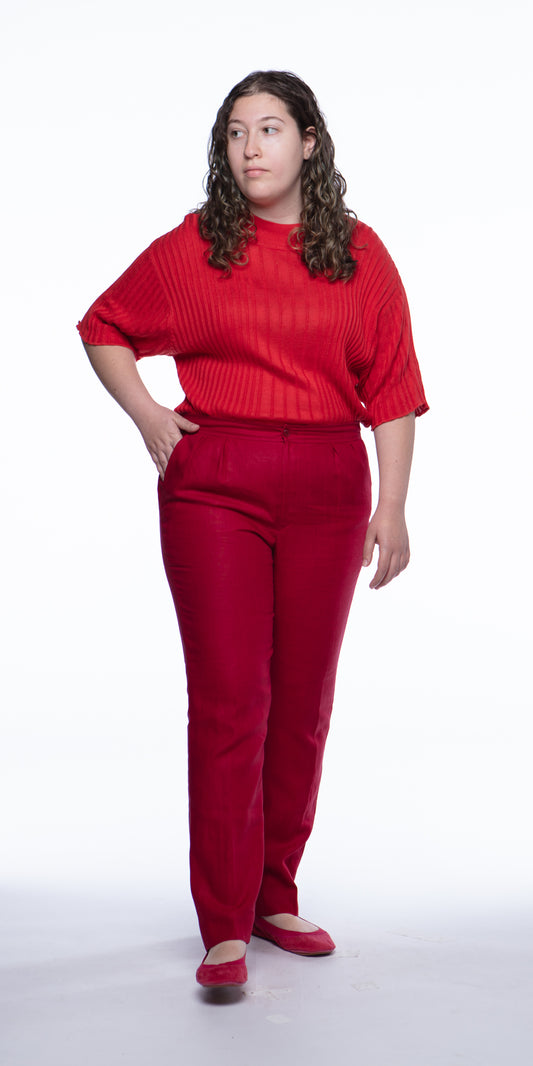 Yves Saint Laurent cherry linen pants